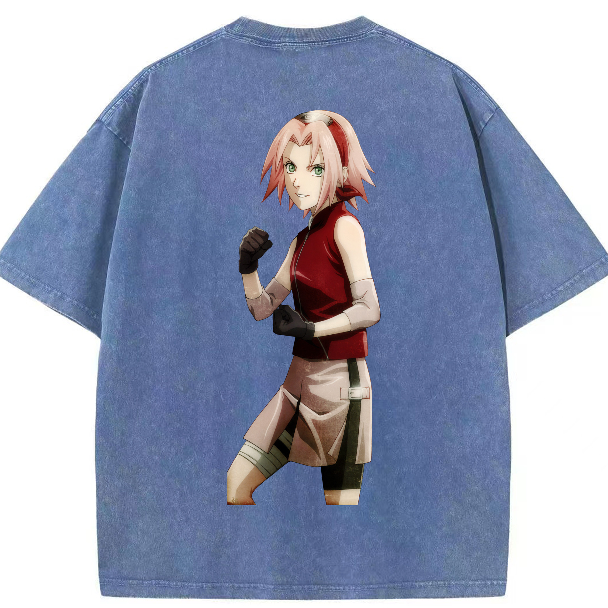 （画像用） NARUTO -ナルト- 春野サクラ Haruno Sakura 綿100% ヴィンテージ風 半袖Tシャツ（背面プリント）
