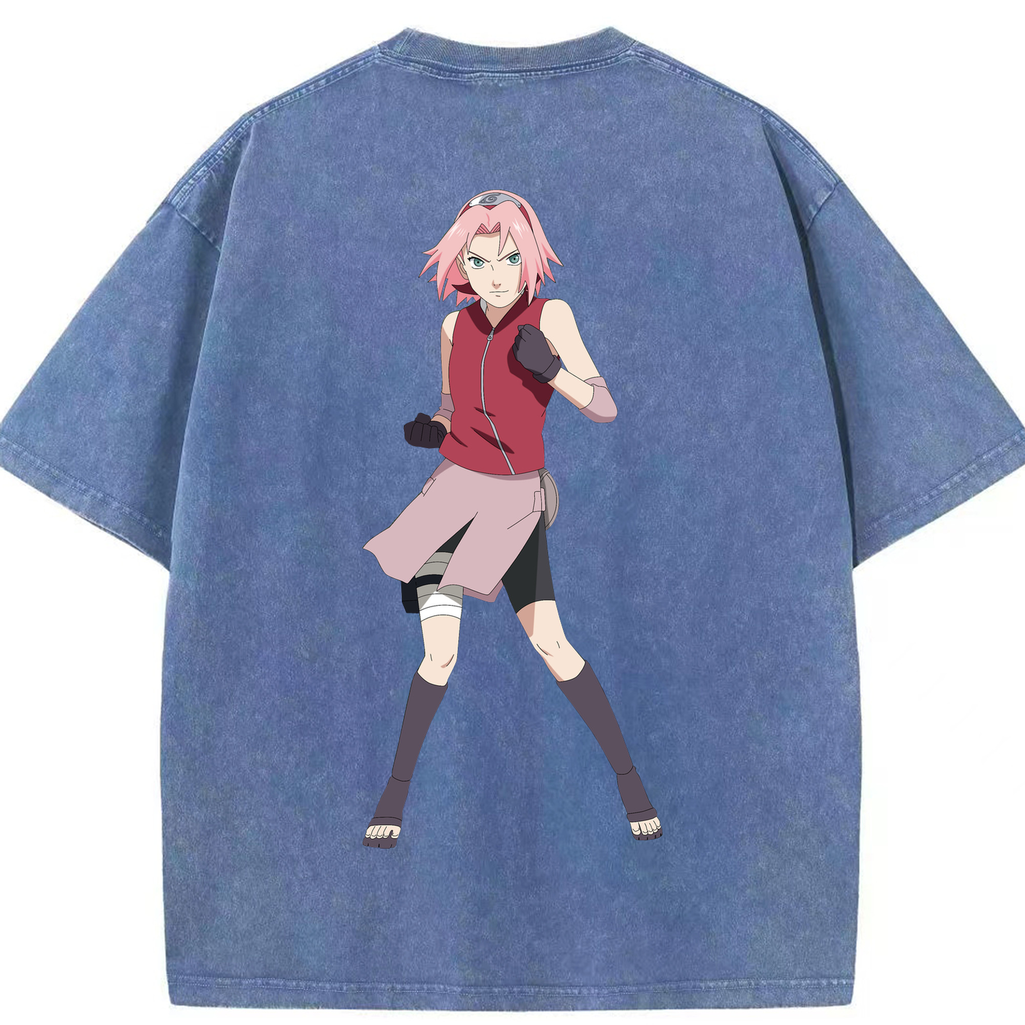 （画像用） NARUTO -ナルト- 春野サクラ Haruno Sakura 綿100% ヴィンテージ風 半袖Tシャツ（背面プリント）