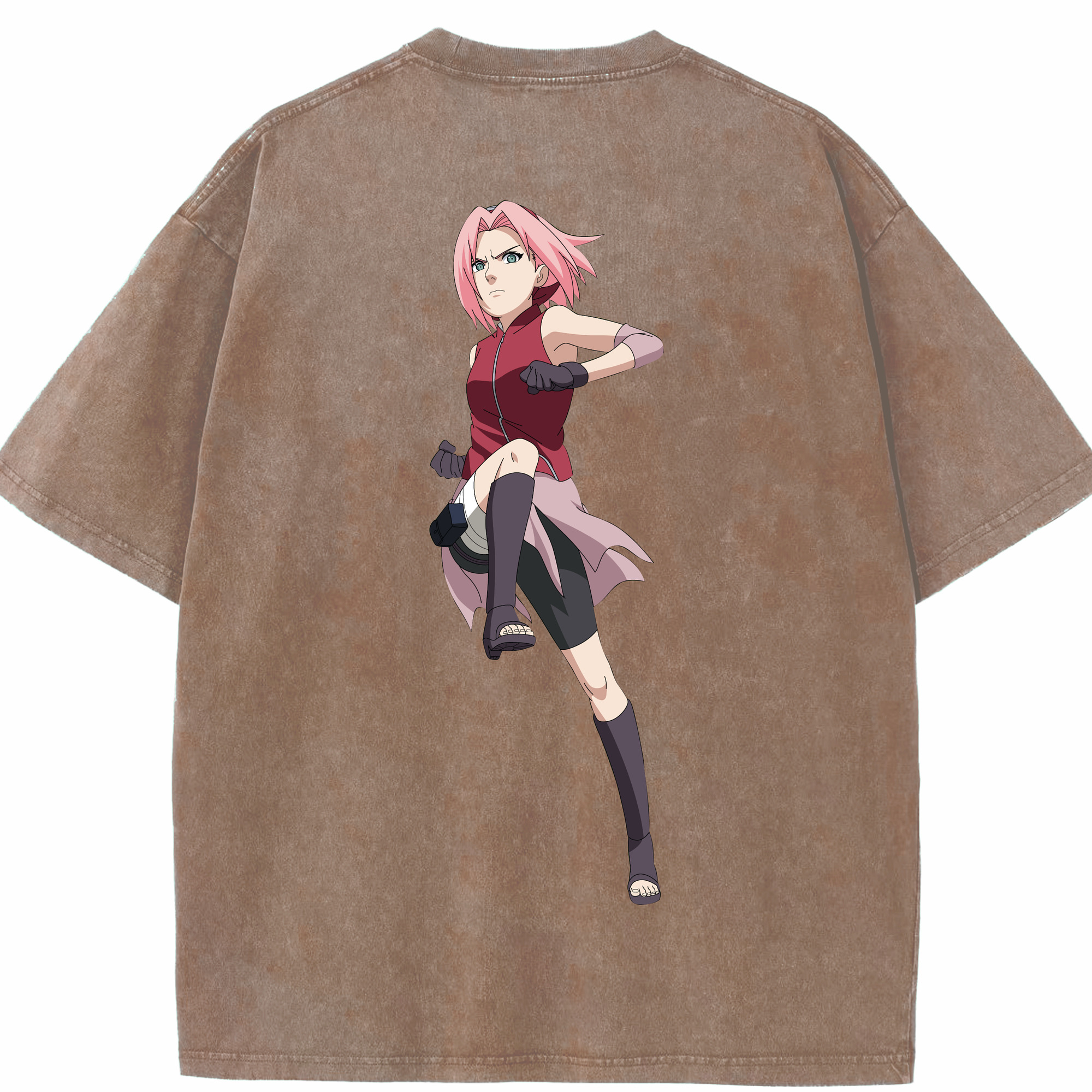 （画像用） NARUTO -ナルト- 春野サクラ Haruno Sakura 綿100% ヴィンテージ風 半袖Tシャツ（背面プリント）