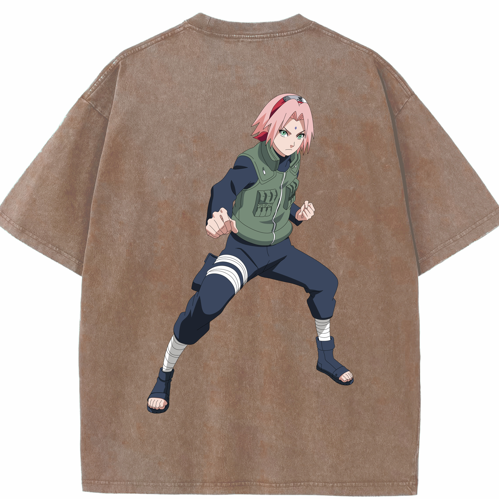 （画像用） NARUTO -ナルト- 春野サクラ Haruno Sakura 綿100% ヴィンテージ風 半袖Tシャツ（背面プリント）