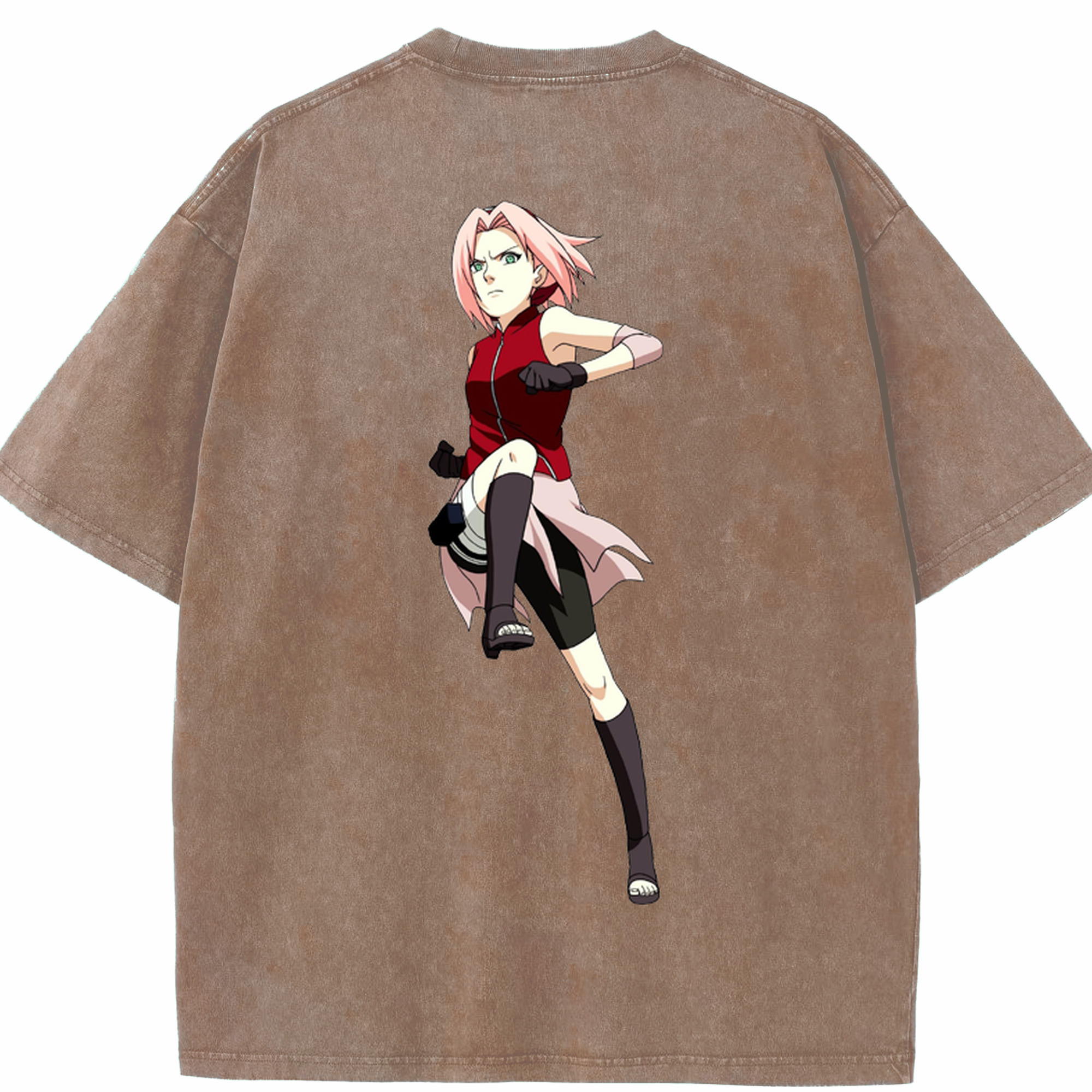 （画像用） NARUTO -ナルト- 春野サクラ Haruno Sakura 綿100% ヴィンテージ風 半袖Tシャツ（背面プリント）