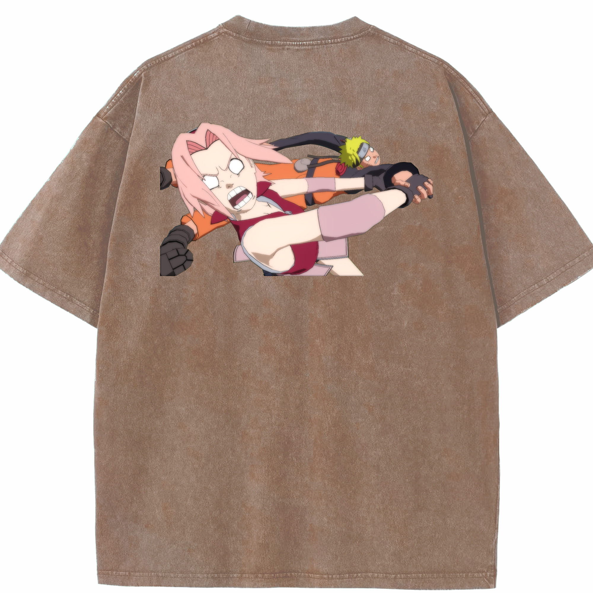 （画像用） NARUTO -ナルト- 春野サクラ Haruno Sakura 綿100% ヴィンテージ風 半袖Tシャツ（背面プリント）