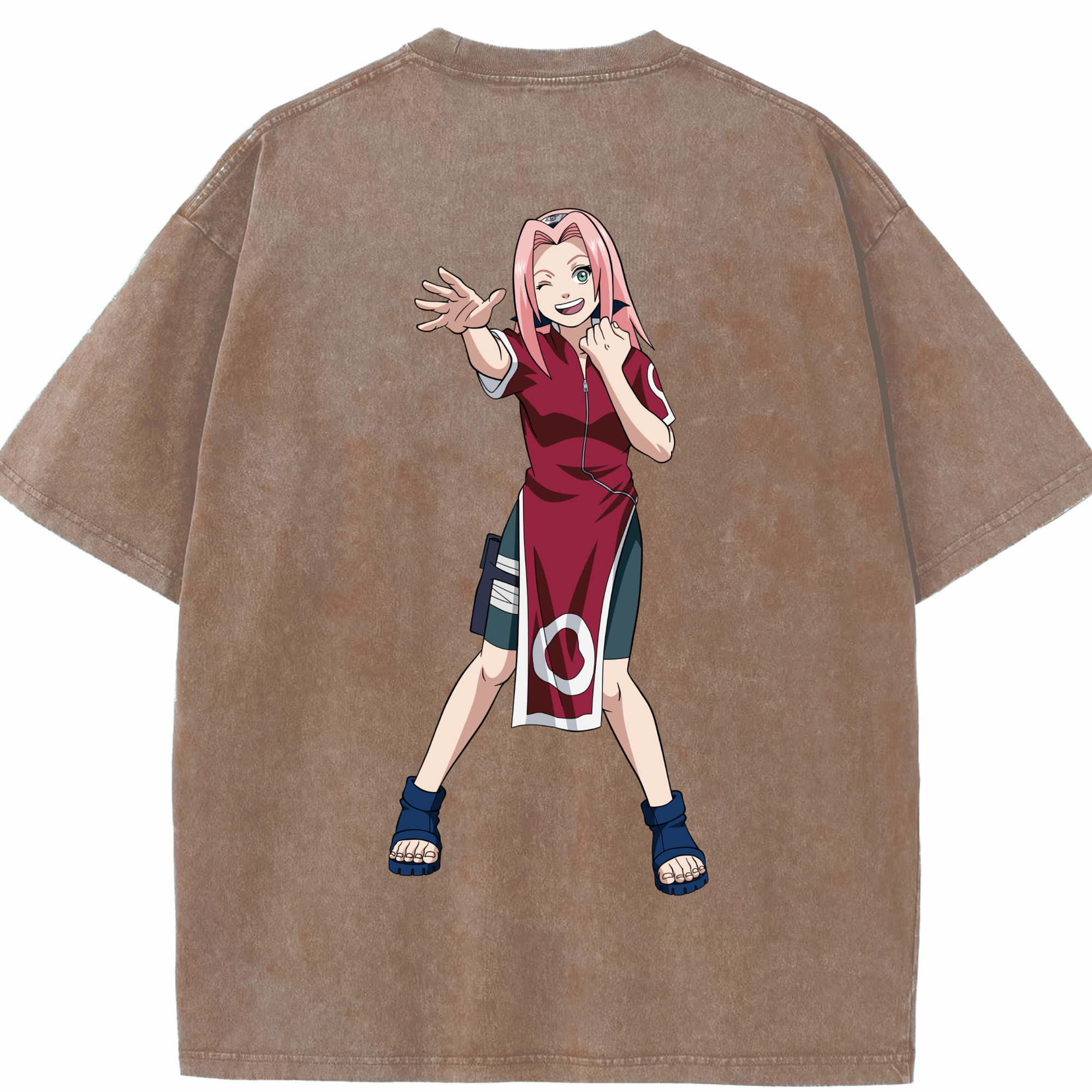 （画像用） NARUTO -ナルト- 春野サクラ Haruno Sakura 綿100% ヴィンテージ風 半袖Tシャツ（背面プリント）