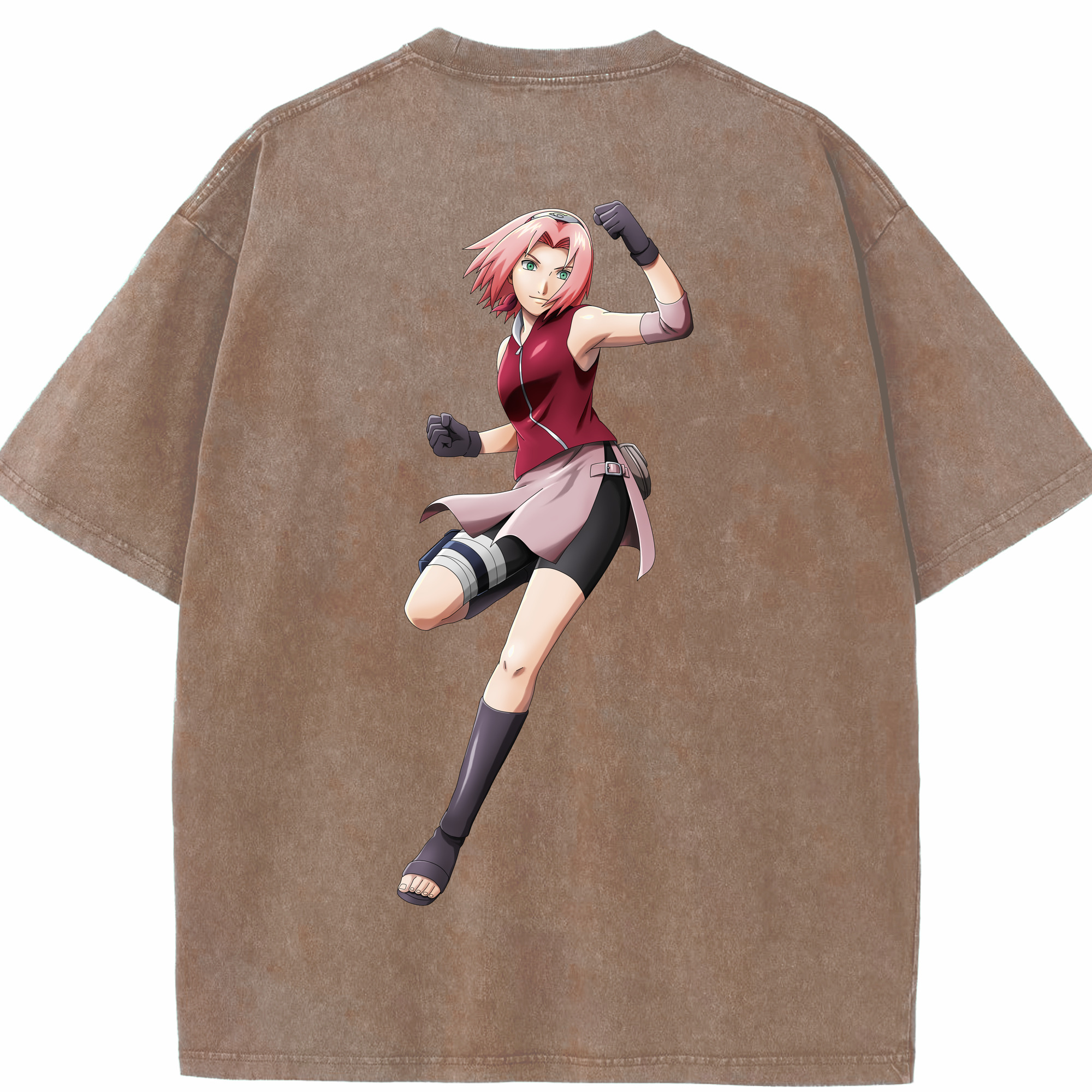 （画像用） NARUTO -ナルト- 春野サクラ Haruno Sakura 綿100% ヴィンテージ風 半袖Tシャツ（背面プリント）