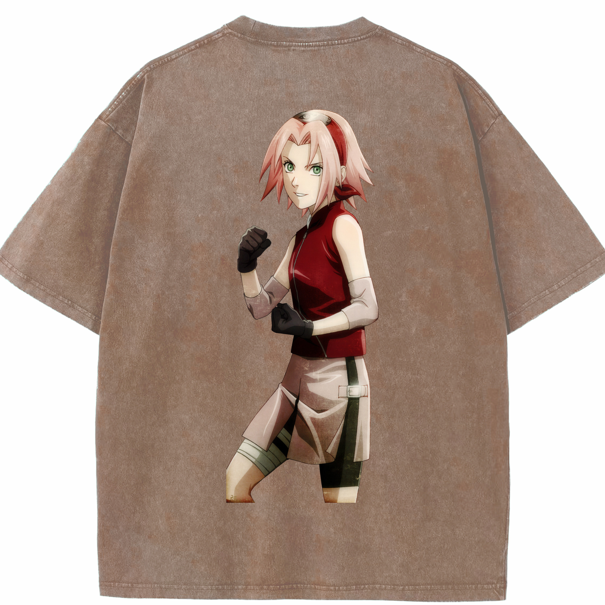 （画像用） NARUTO -ナルト- 春野サクラ Haruno Sakura 綿100% ヴィンテージ風 半袖Tシャツ（背面プリント）