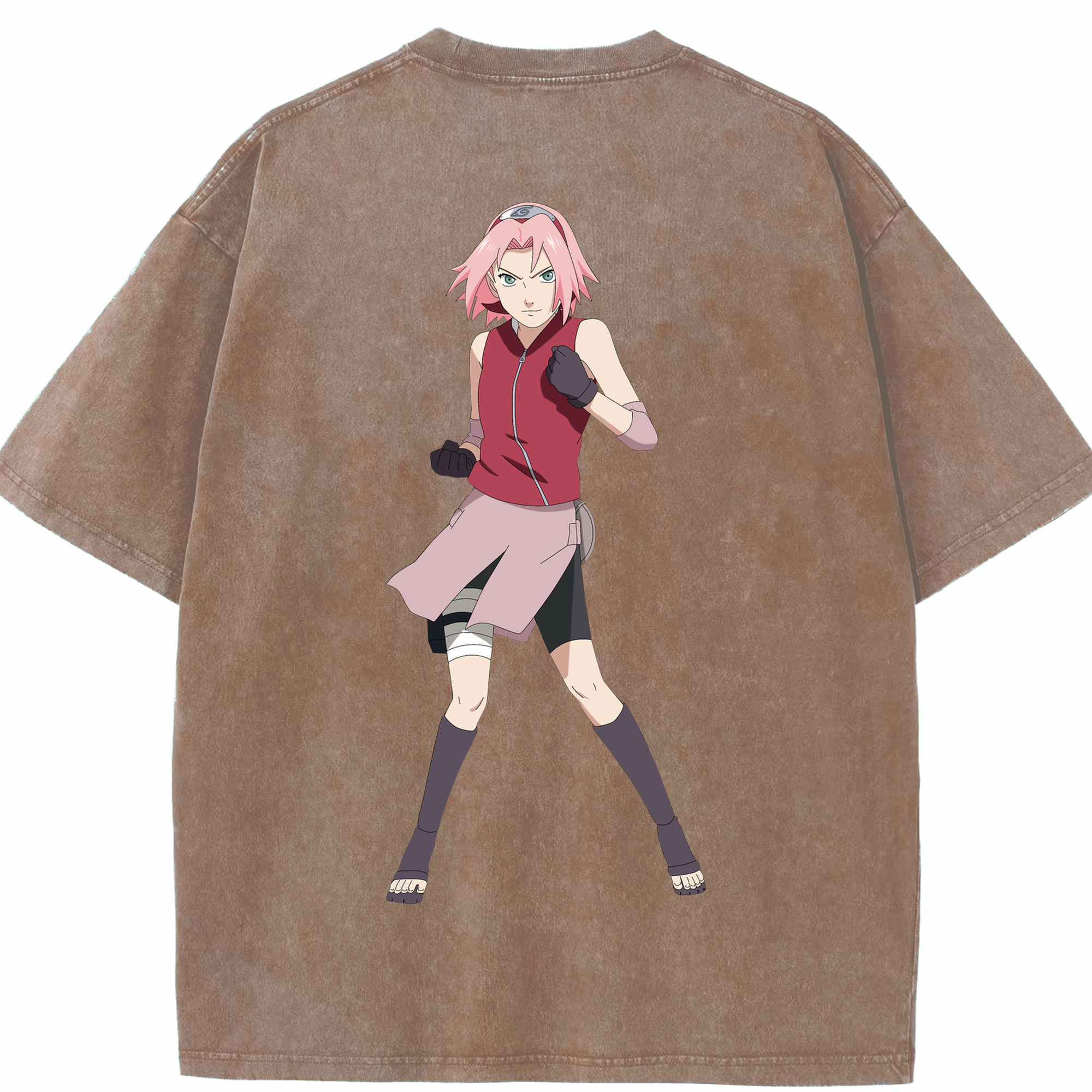 （画像用） NARUTO -ナルト- 春野サクラ Haruno Sakura 綿100% ヴィンテージ風 半袖Tシャツ（背面プリント）