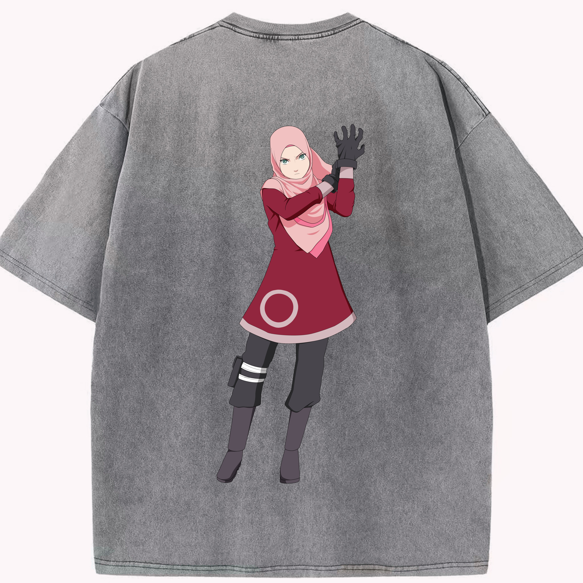 （画像用） NARUTO -ナルト- 春野サクラ Haruno Sakura 綿100% ヴィンテージ風 半袖Tシャツ（背面プリント）