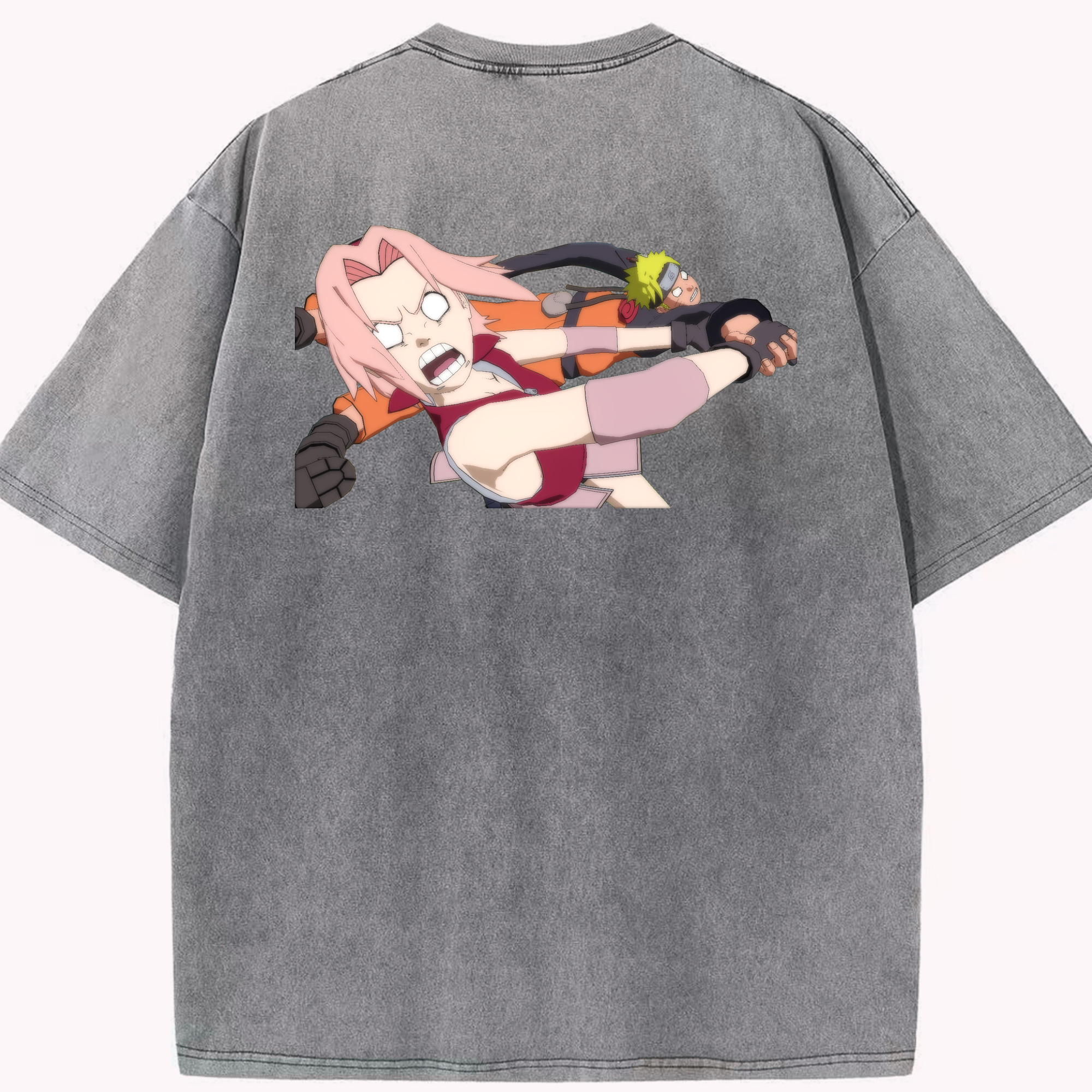 （画像用） NARUTO -ナルト- 春野サクラ Haruno Sakura 綿100% ヴィンテージ風 半袖Tシャツ（背面プリント）
