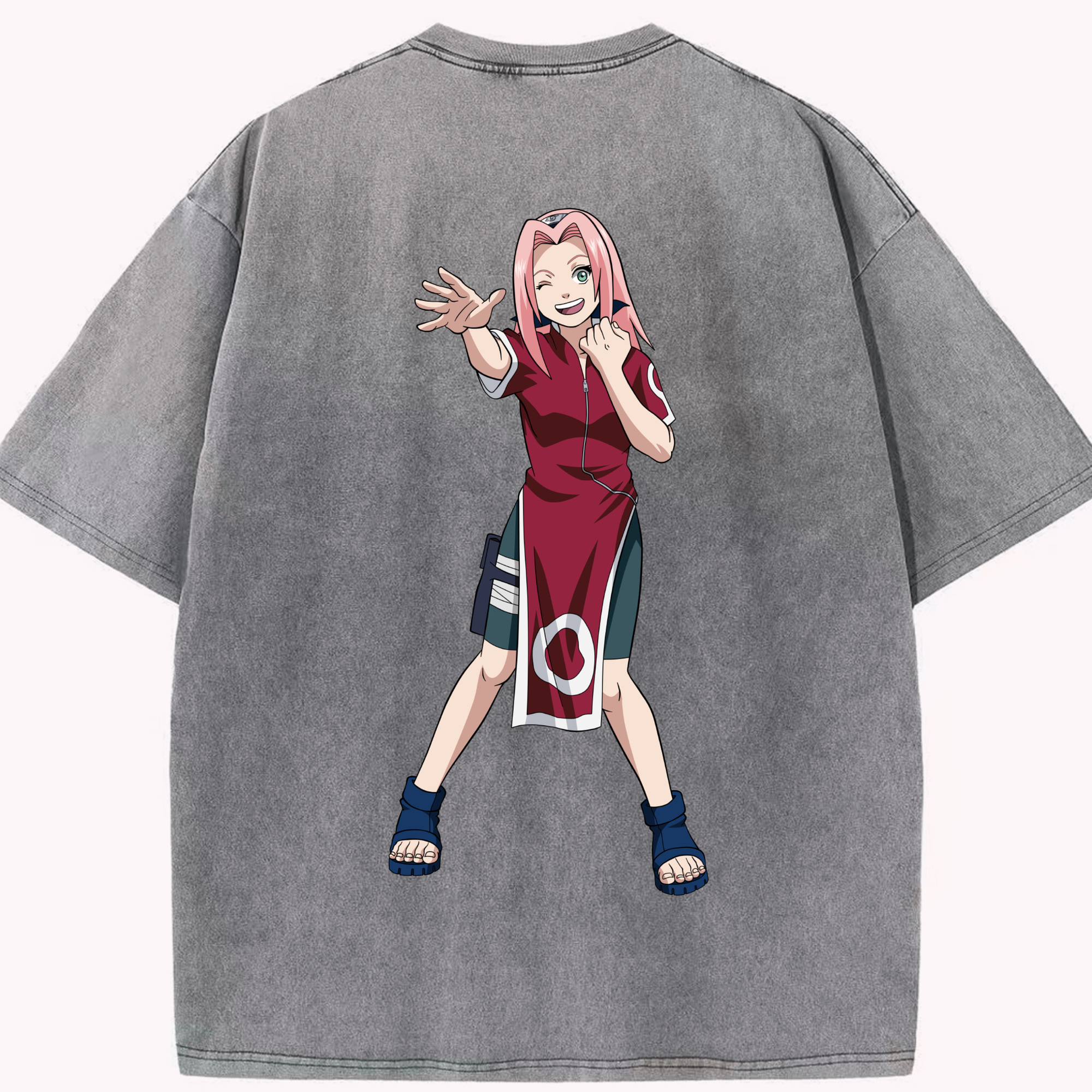 （画像用） NARUTO -ナルト- 春野サクラ Haruno Sakura 綿100% ヴィンテージ風 半袖Tシャツ（背面プリント）