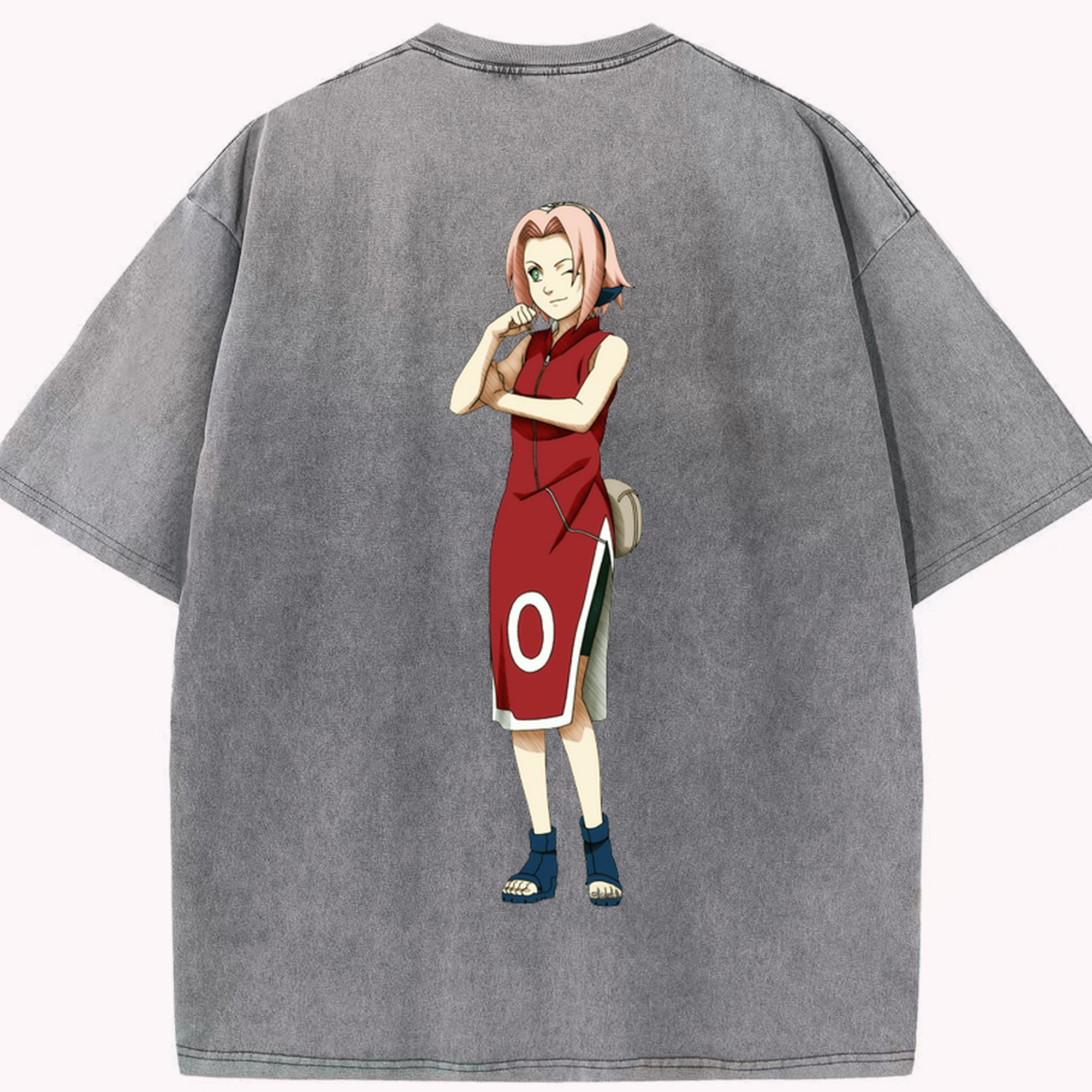 （画像用） NARUTO -ナルト- 春野サクラ Haruno Sakura 綿100% ヴィンテージ風 半袖Tシャツ（背面プリント）