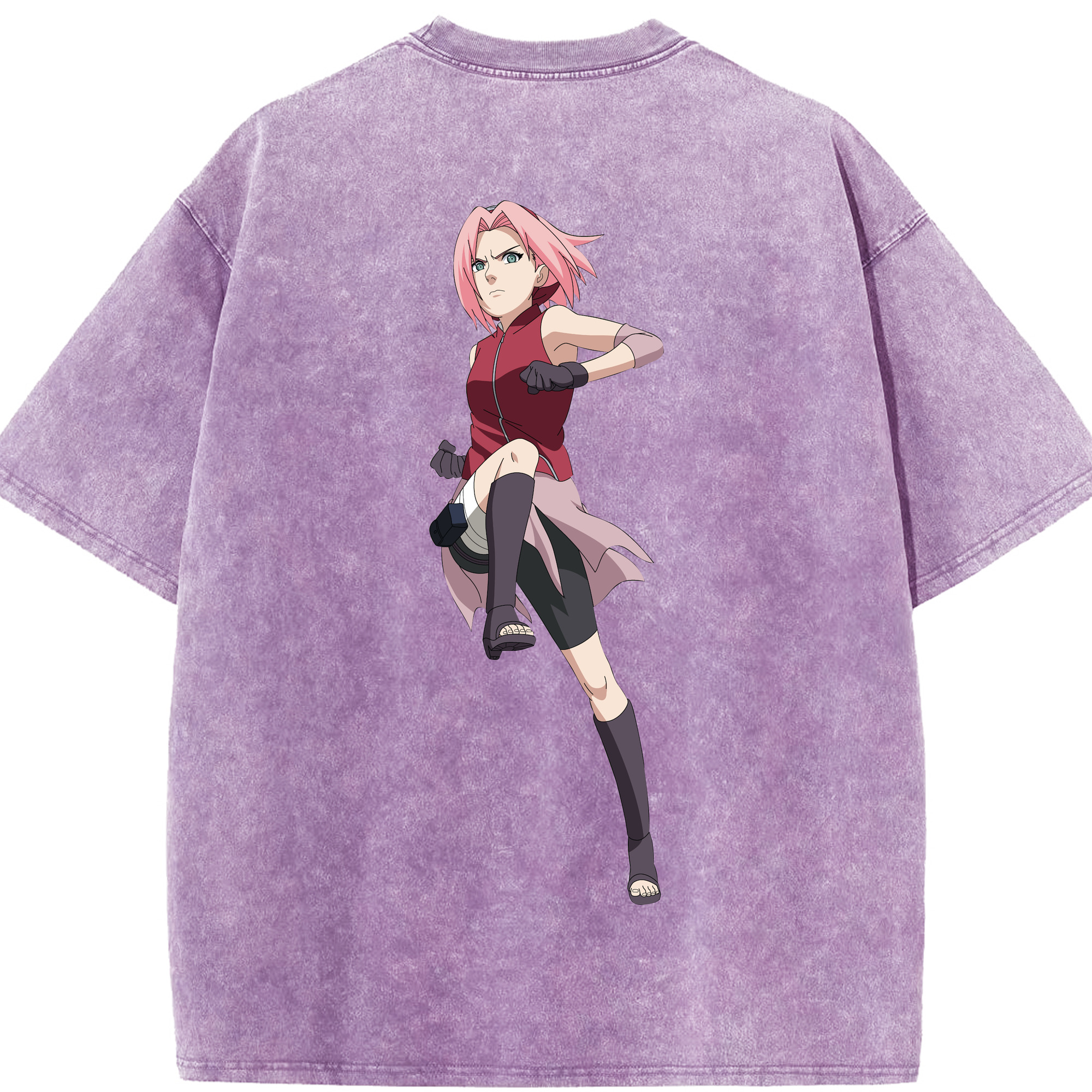 （画像用） NARUTO -ナルト- 春野サクラ Haruno Sakura 綿100% ヴィンテージ風 半袖Tシャツ（背面プリント）
