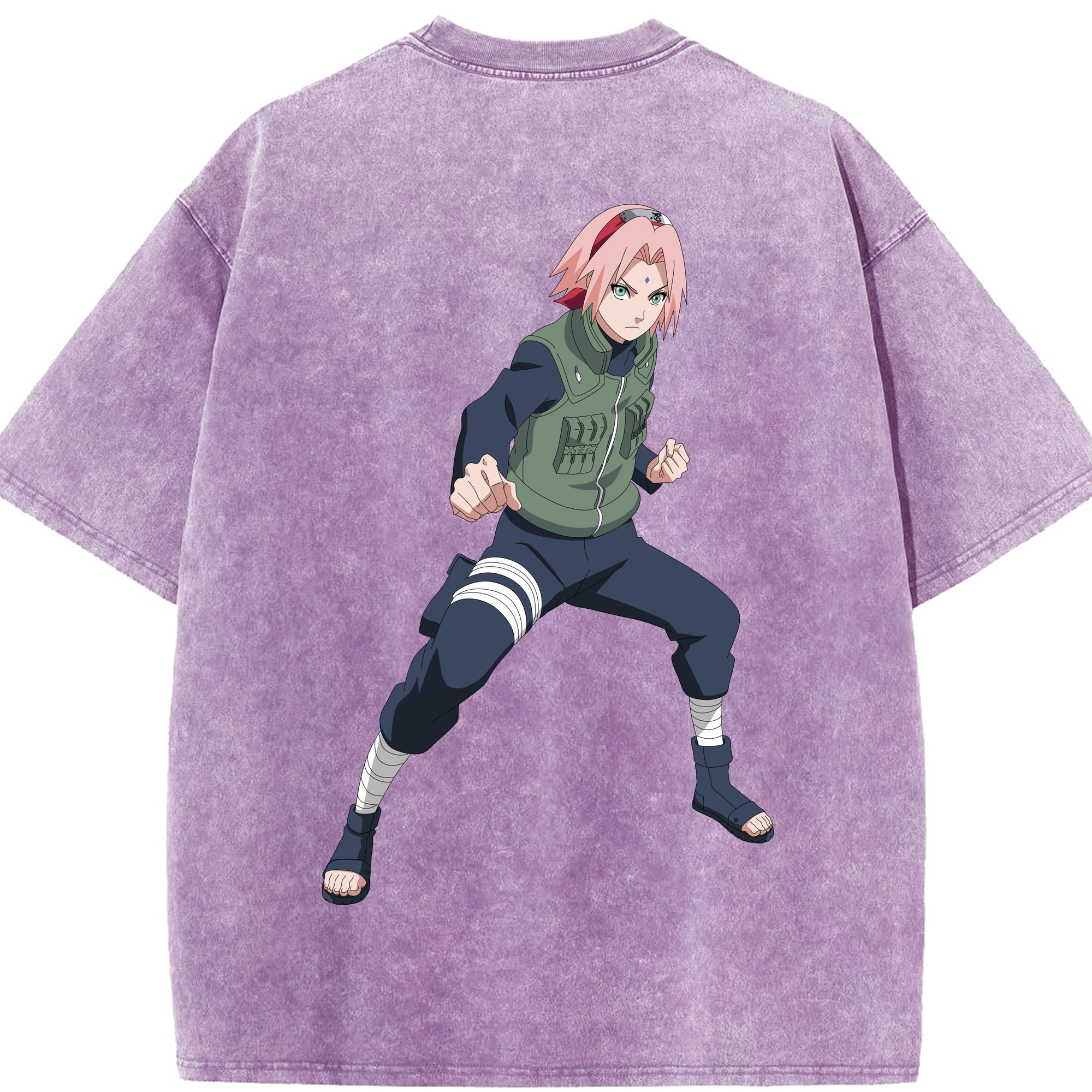 （画像用） NARUTO -ナルト- 春野サクラ Haruno Sakura 綿100% ヴィンテージ風 半袖Tシャツ（背面プリント）