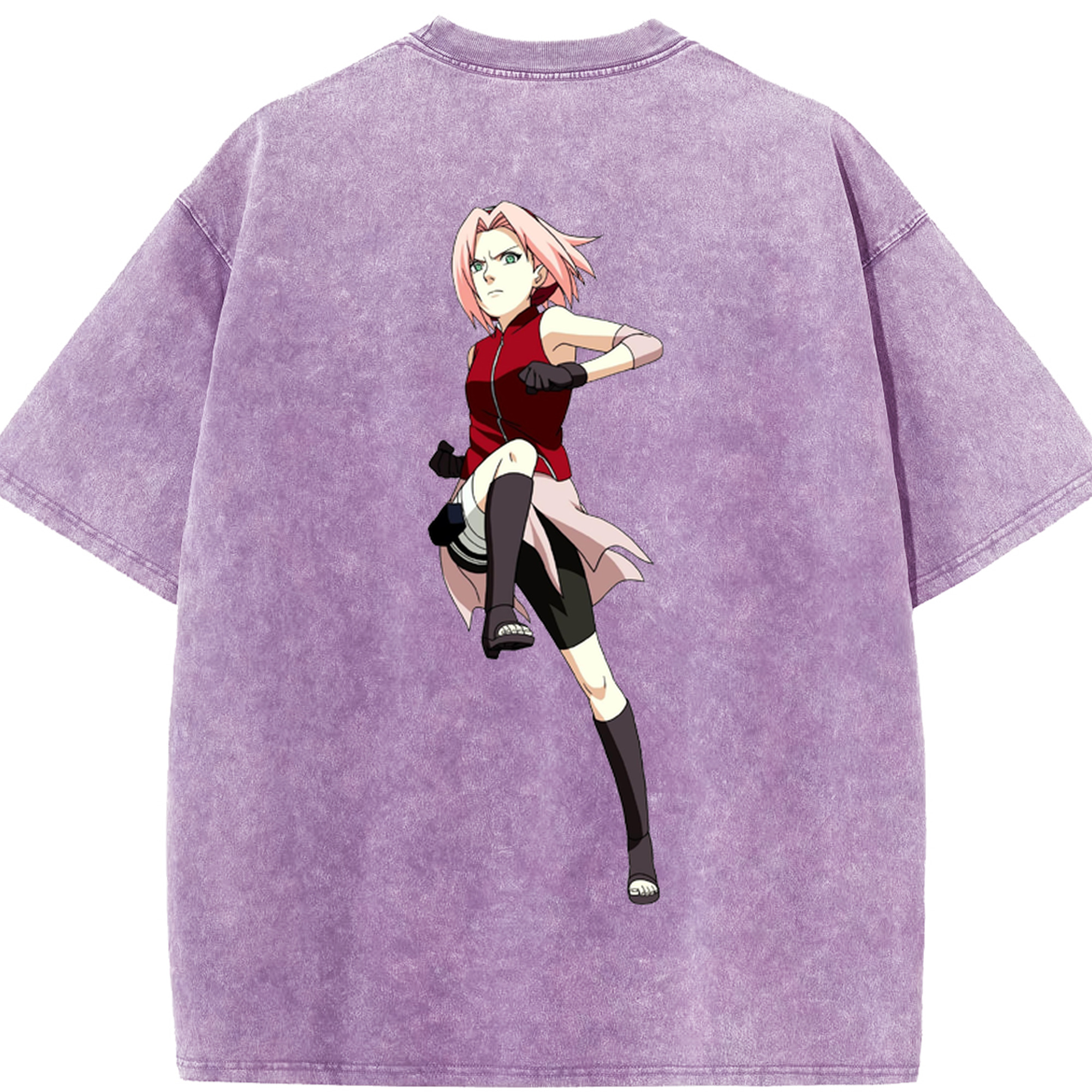 （画像用） NARUTO -ナルト- 春野サクラ Haruno Sakura 綿100% ヴィンテージ風 半袖Tシャツ（背面プリント）