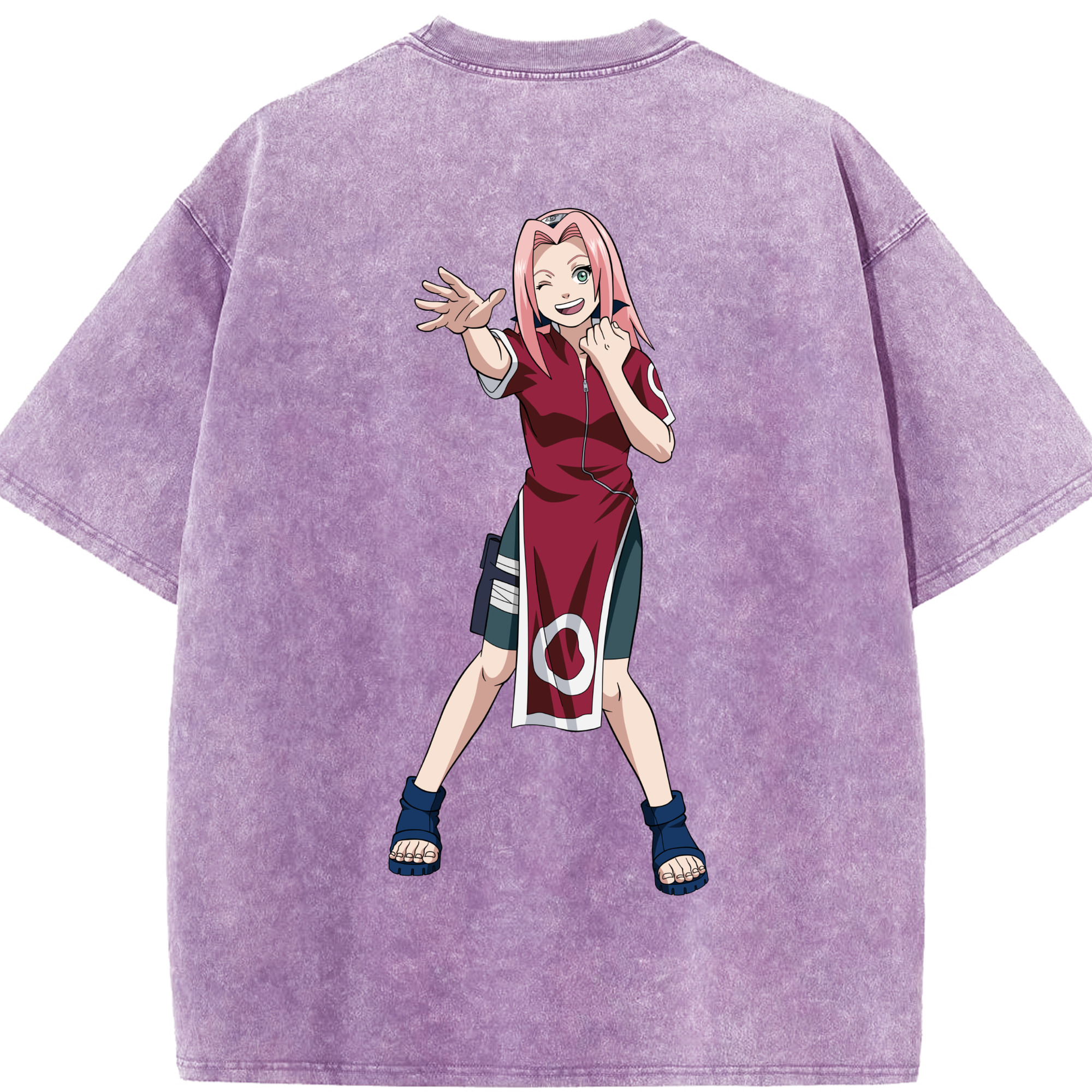 （画像用） NARUTO -ナルト- 春野サクラ Haruno Sakura 綿100% ヴィンテージ風 半袖Tシャツ（背面プリント）
