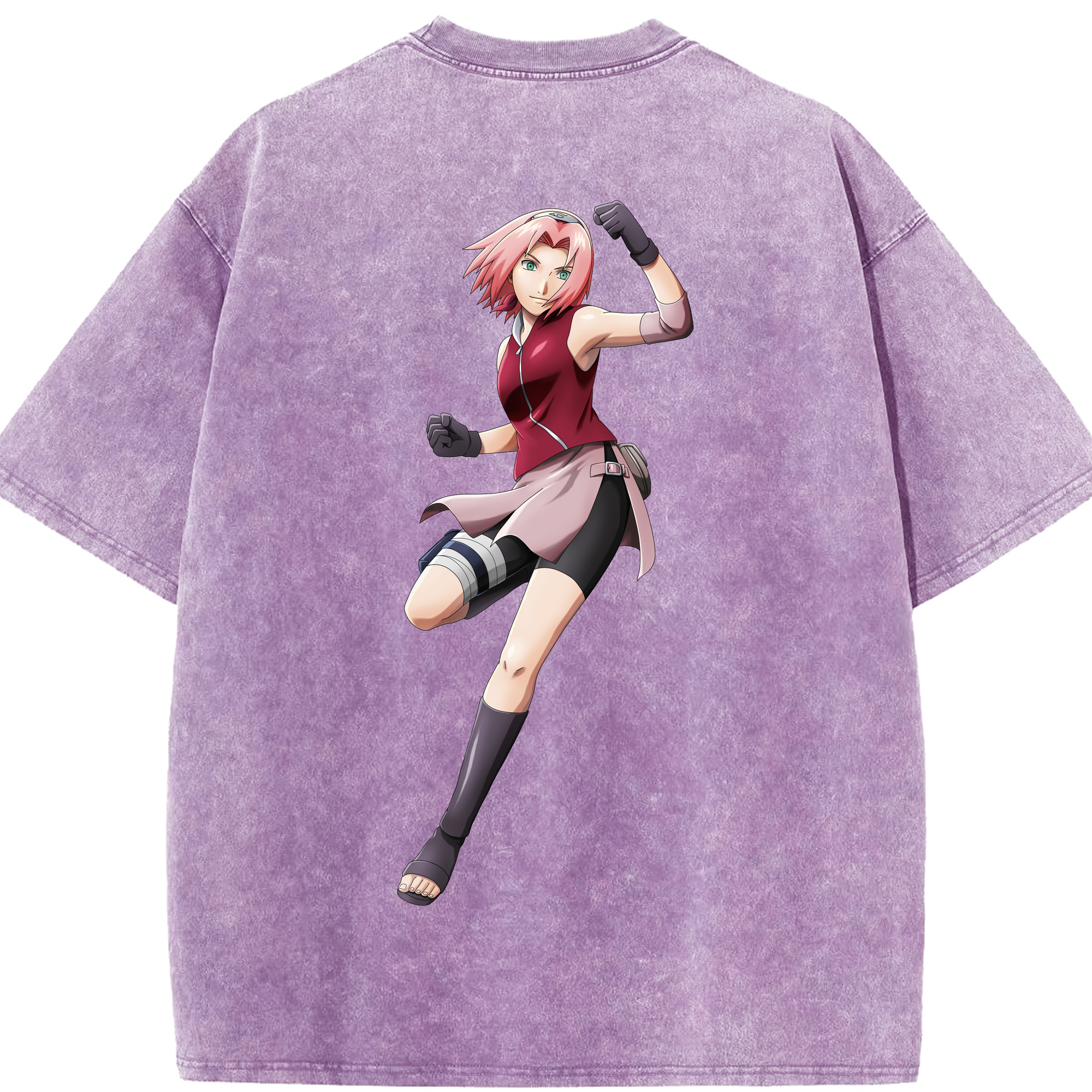 （画像用） NARUTO -ナルト- 春野サクラ Haruno Sakura 綿100% ヴィンテージ風 半袖Tシャツ（背面プリント）