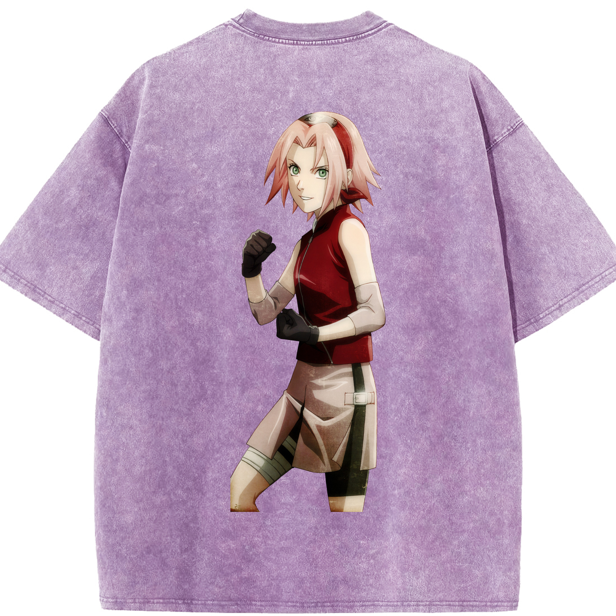 （画像用） NARUTO -ナルト- 春野サクラ Haruno Sakura 綿100% ヴィンテージ風 半袖Tシャツ（背面プリント）