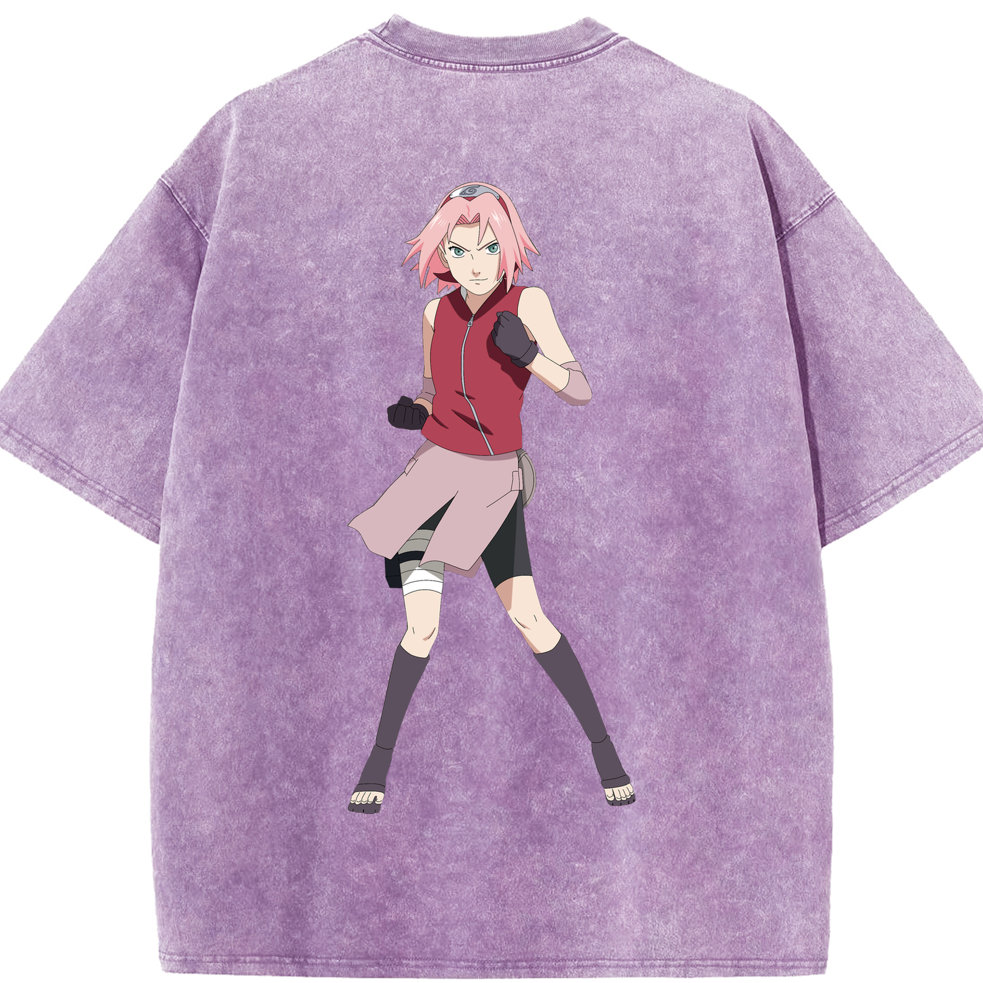 （画像用） NARUTO -ナルト- 春野サクラ Haruno Sakura 綿100% ヴィンテージ風 半袖Tシャツ（背面プリント）