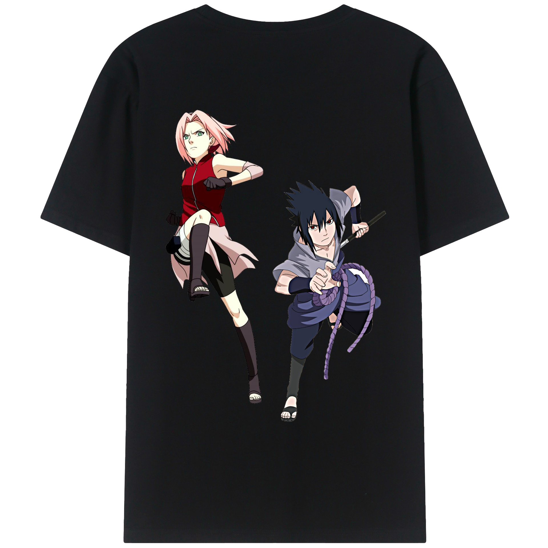 （画像用） NARUTO -ナルト- 春野サクラ Haruno Sakura 綿100％ メンズ半袖Tシャツ（バックプリント） 通気性