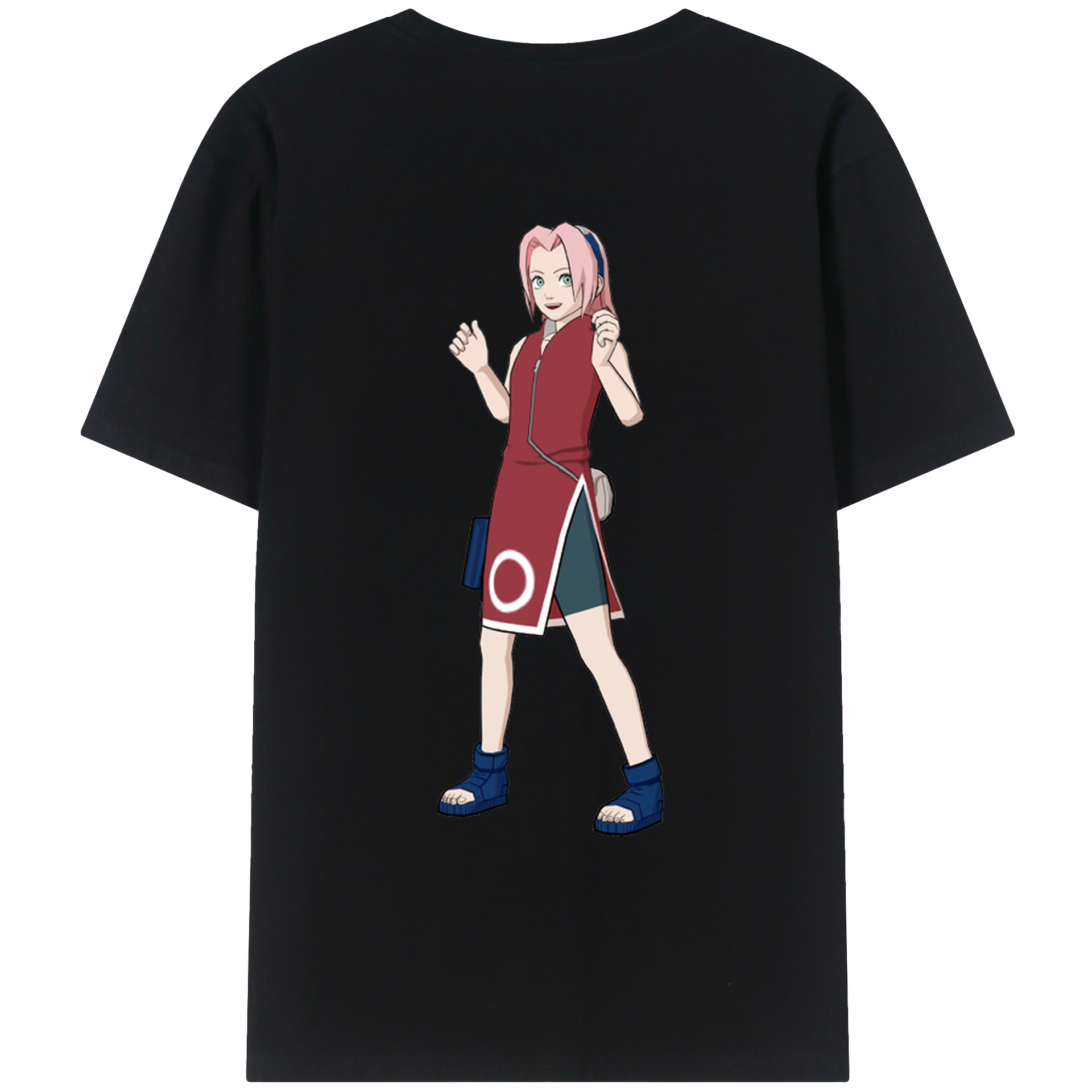（画像用） NARUTO -ナルト- 春野サクラ Haruno Sakura 綿100％ メンズ半袖Tシャツ（バックプリント） 通気性