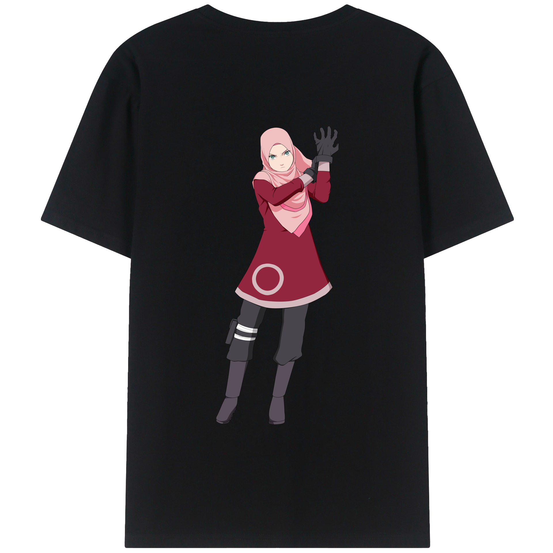 （画像用） NARUTO -ナルト- 春野サクラ Haruno Sakura 綿100％ メンズ半袖Tシャツ（バックプリント） 通気性
