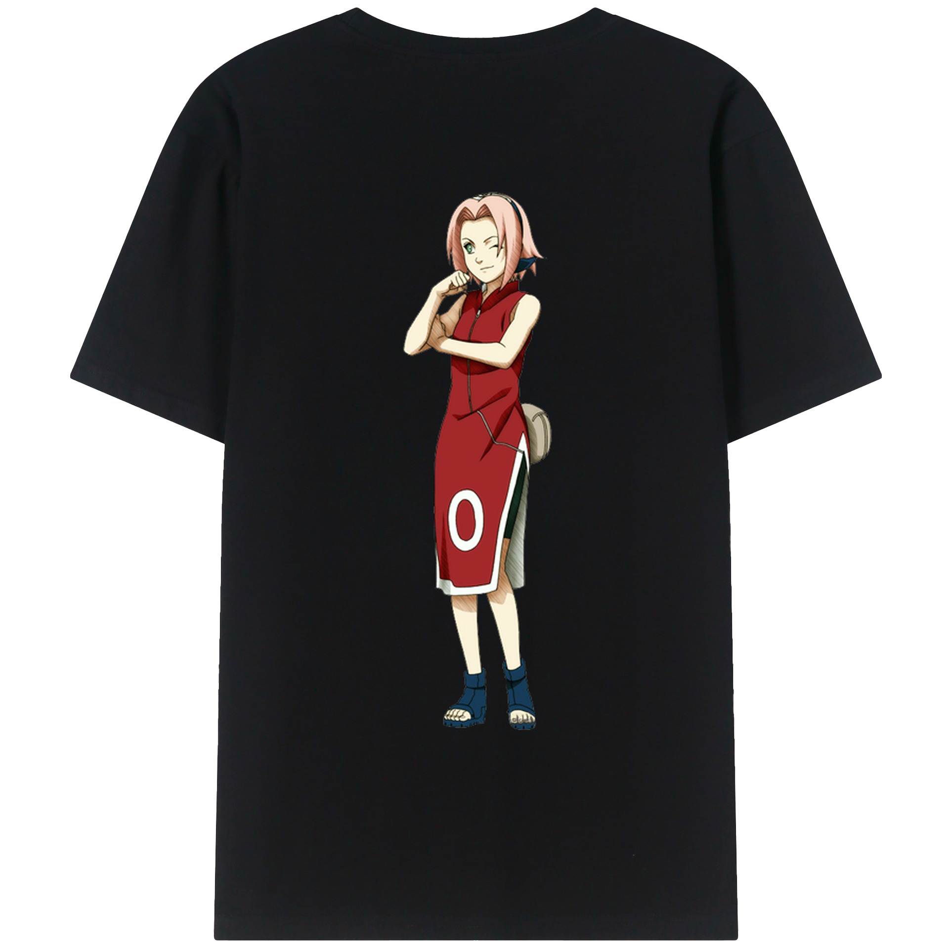 （画像用） NARUTO -ナルト- 春野サクラ Haruno Sakura 綿100％ メンズ半袖Tシャツ（バックプリント） 通気性