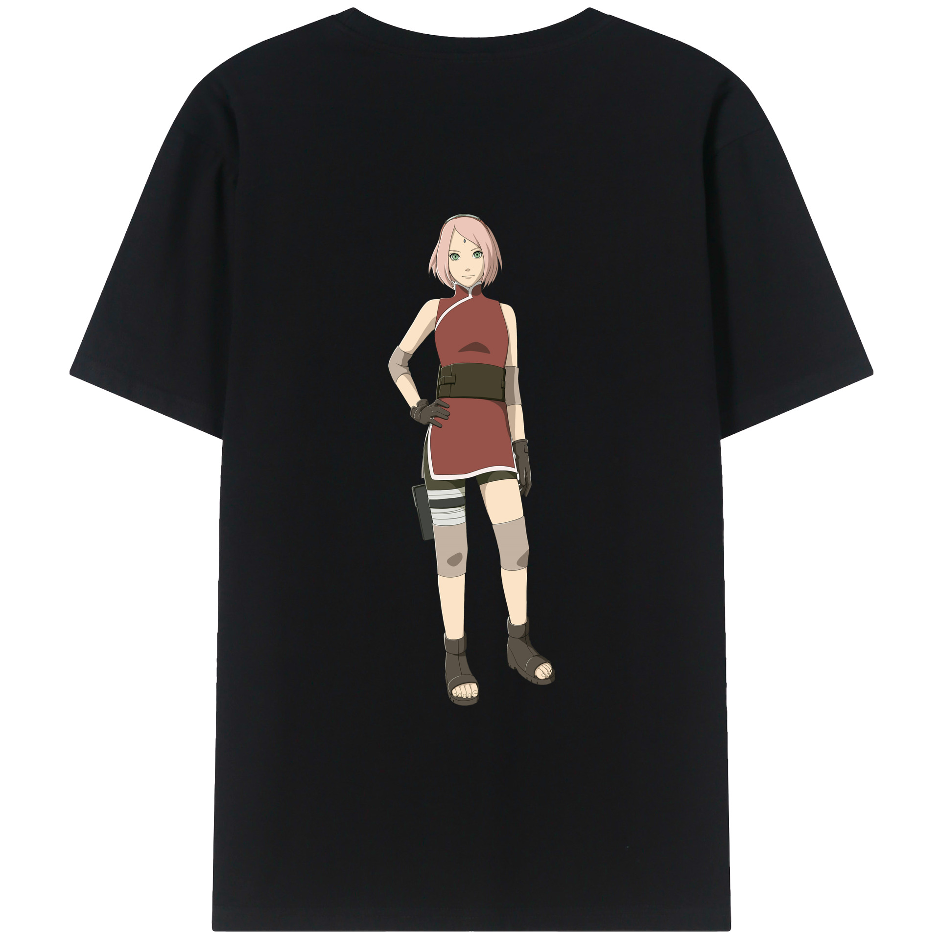 （画像用） NARUTO -ナルト- 春野サクラ Haruno Sakura 綿100％ メンズ半袖Tシャツ（バックプリント） 通気性