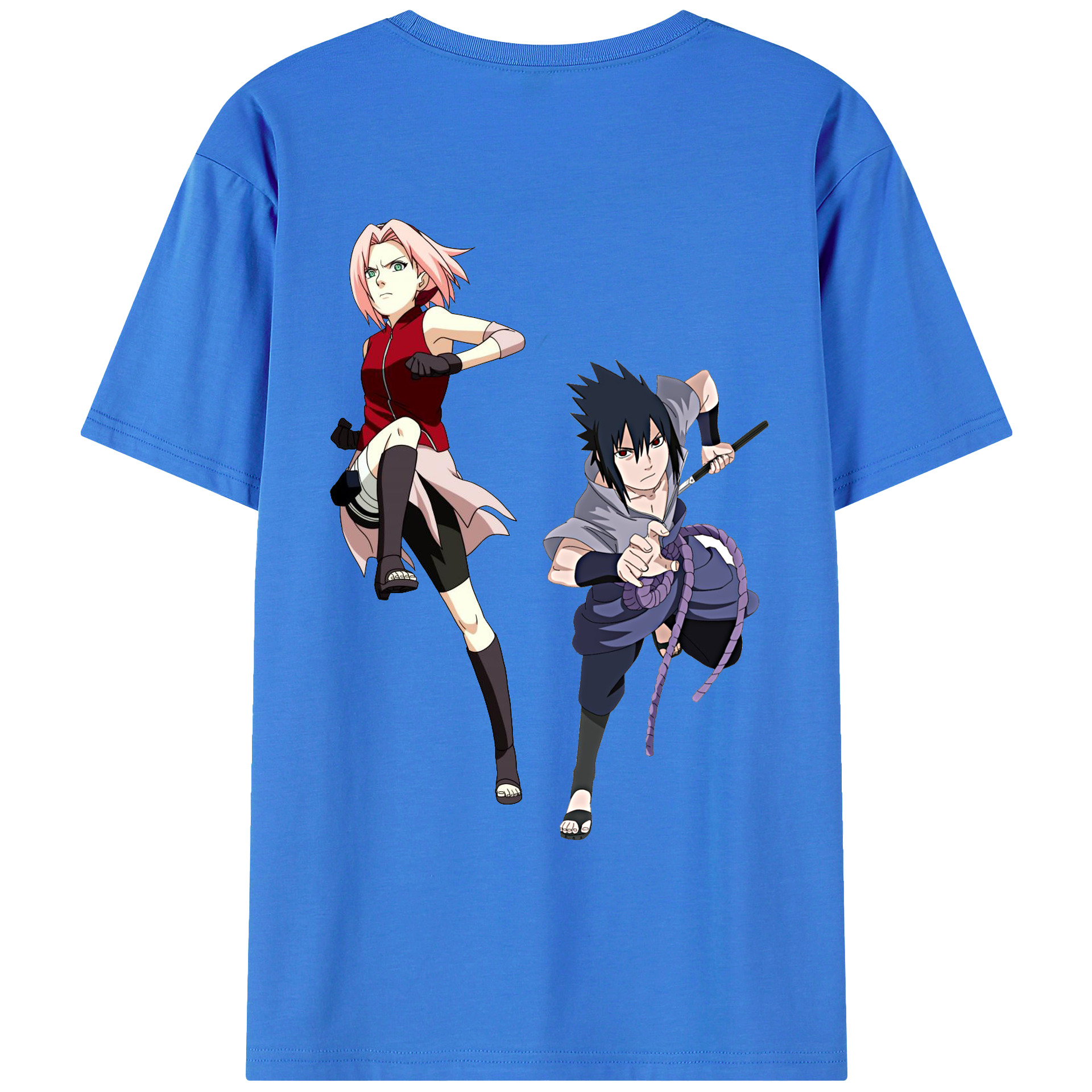 （画像用） NARUTO -ナルト- 春野サクラ Haruno Sakura 綿100％ メンズ半袖Tシャツ（バックプリント） 通気性