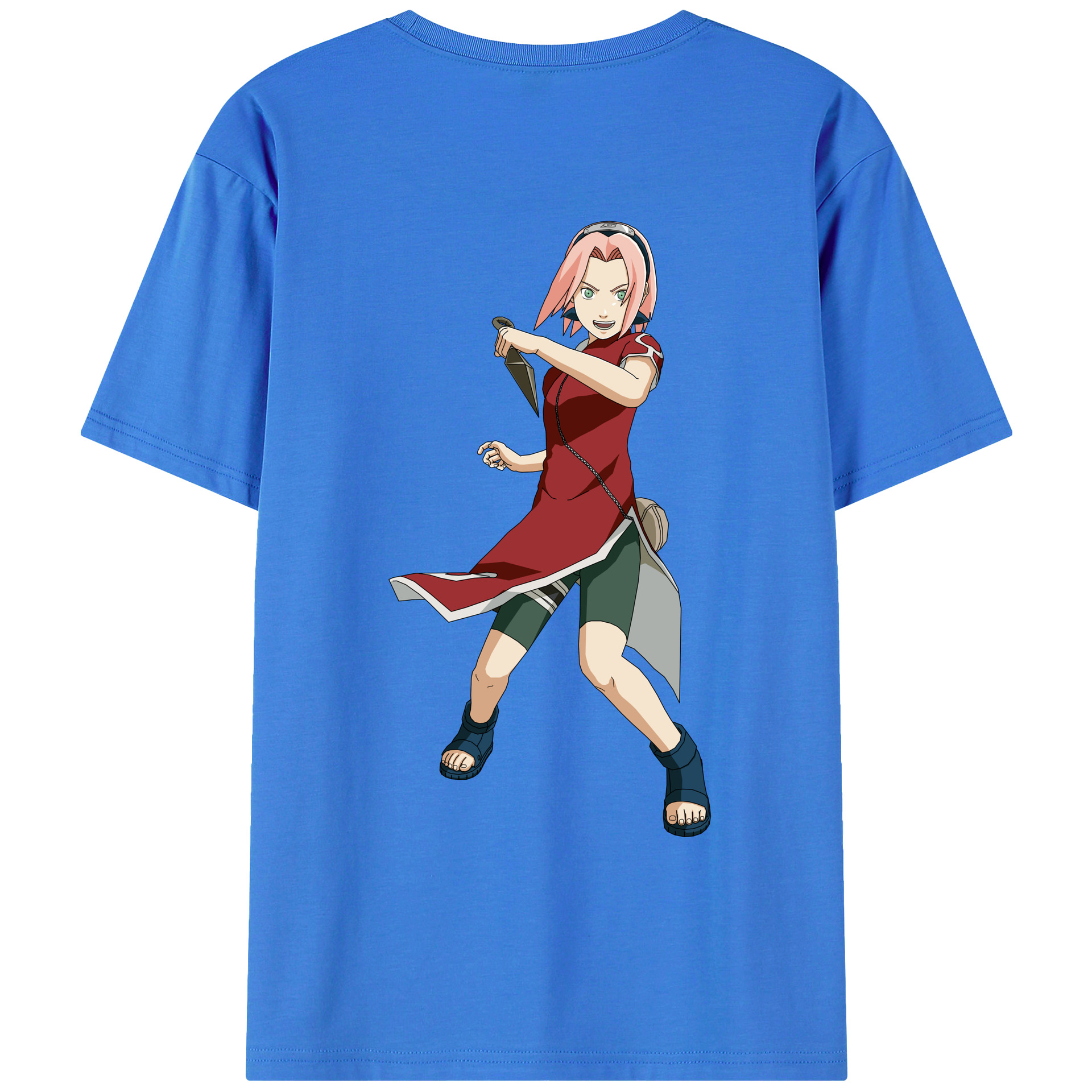 （画像用） NARUTO -ナルト- 春野サクラ Haruno Sakura 綿100％ メンズ半袖Tシャツ（バックプリント） 通気性