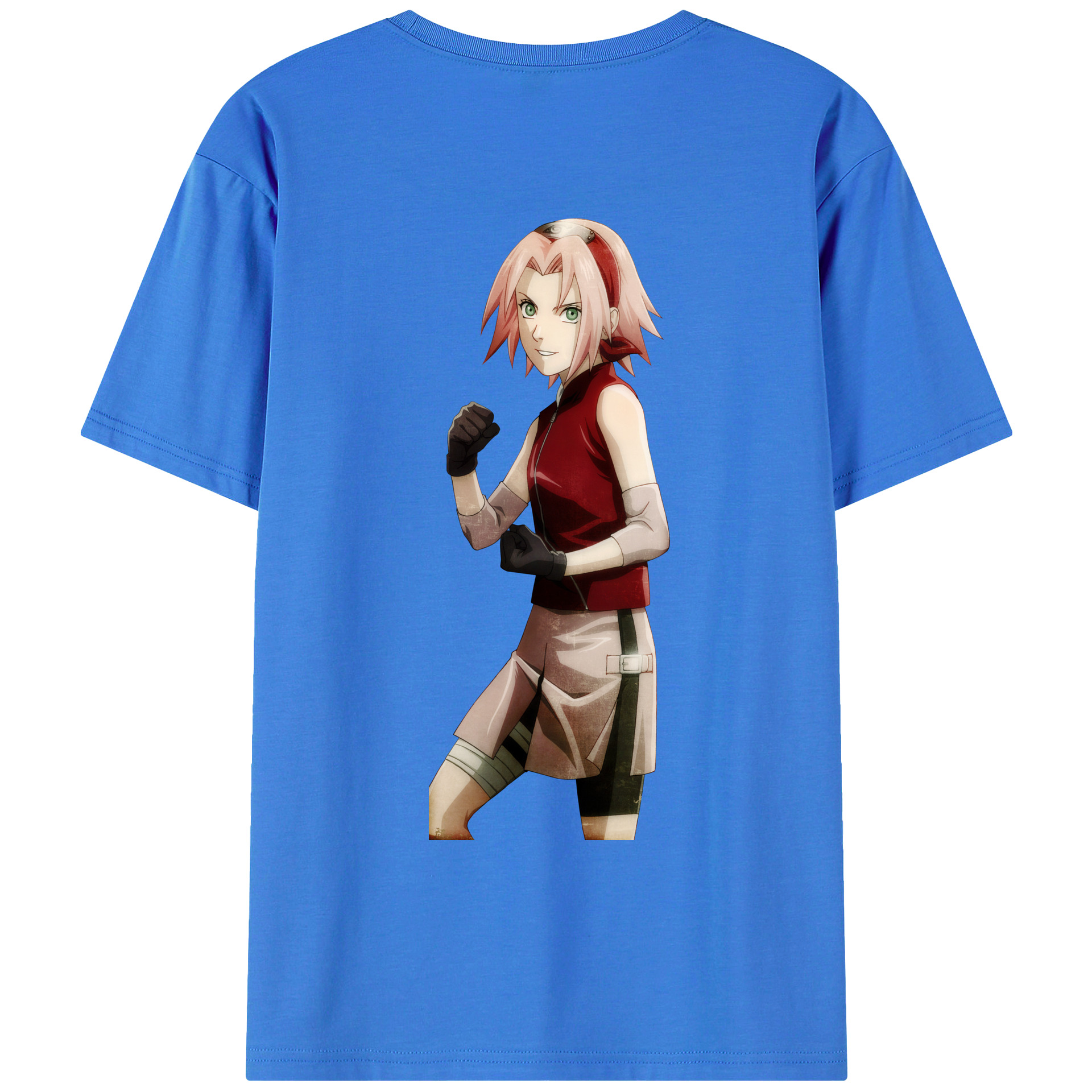 （画像用） NARUTO -ナルト- 春野サクラ Haruno Sakura 綿100％ メンズ半袖Tシャツ（バックプリント） 通気性