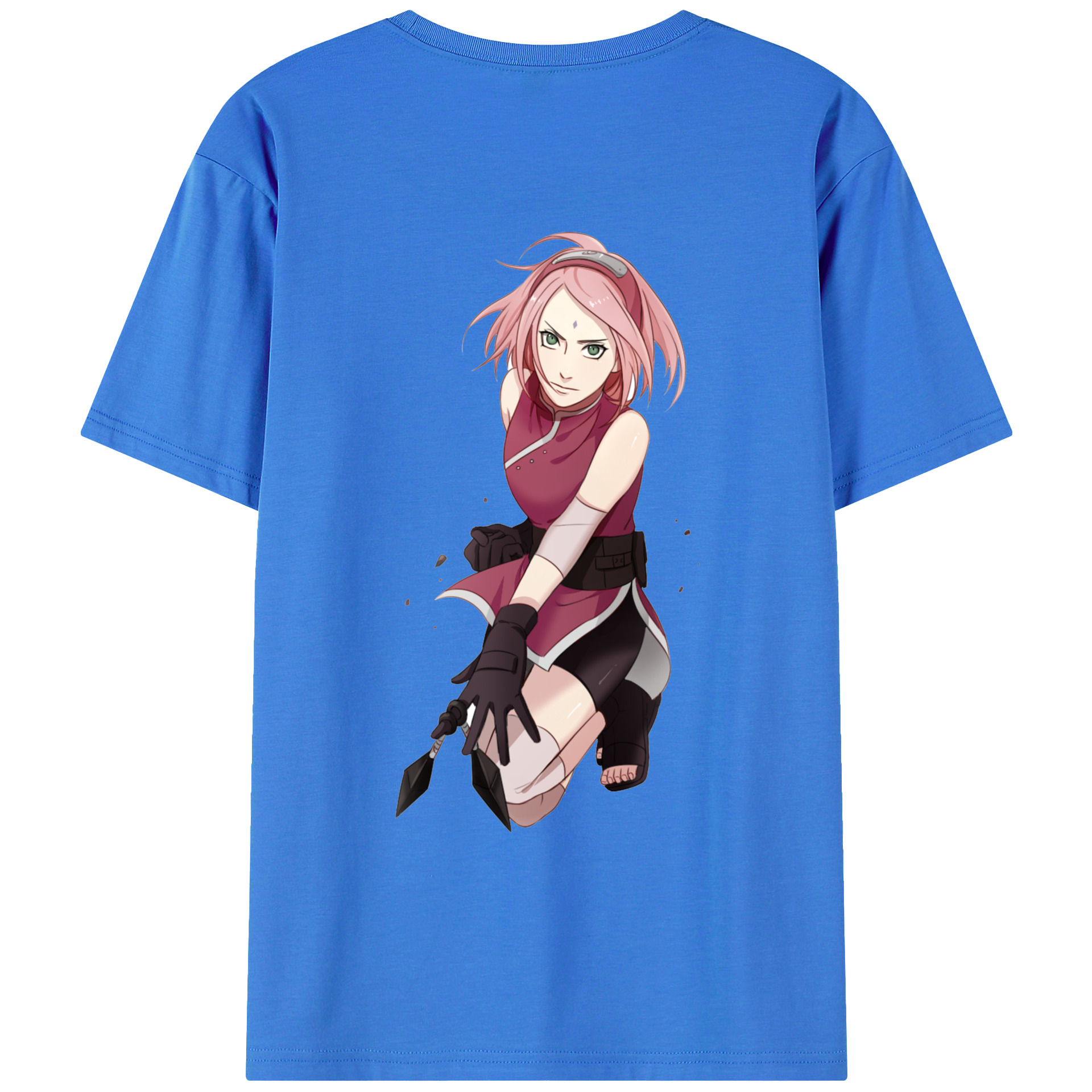 （画像用） NARUTO -ナルト- 春野サクラ Haruno Sakura 綿100％ メンズ半袖Tシャツ（バックプリント） 通気性