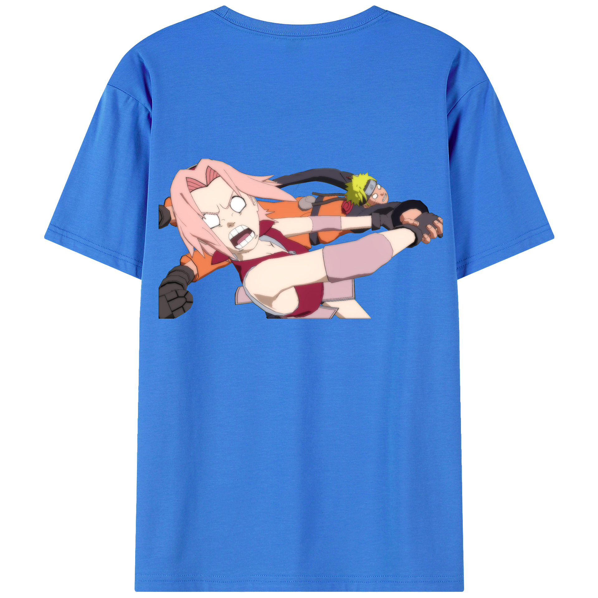 （画像用） NARUTO -ナルト- 春野サクラ Haruno Sakura 綿100％ メンズ半袖Tシャツ（バックプリント） 通気性