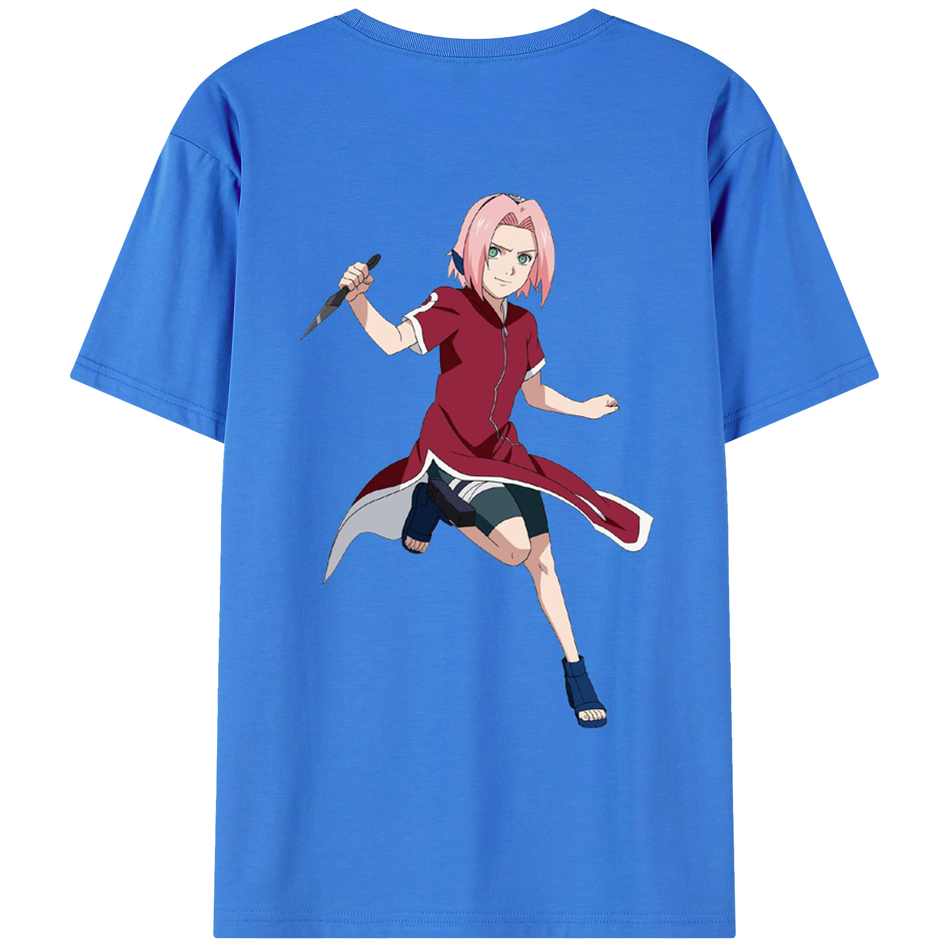 （画像用） NARUTO -ナルト- 春野サクラ Haruno Sakura 綿100％ メンズ半袖Tシャツ（バックプリント） 通気性