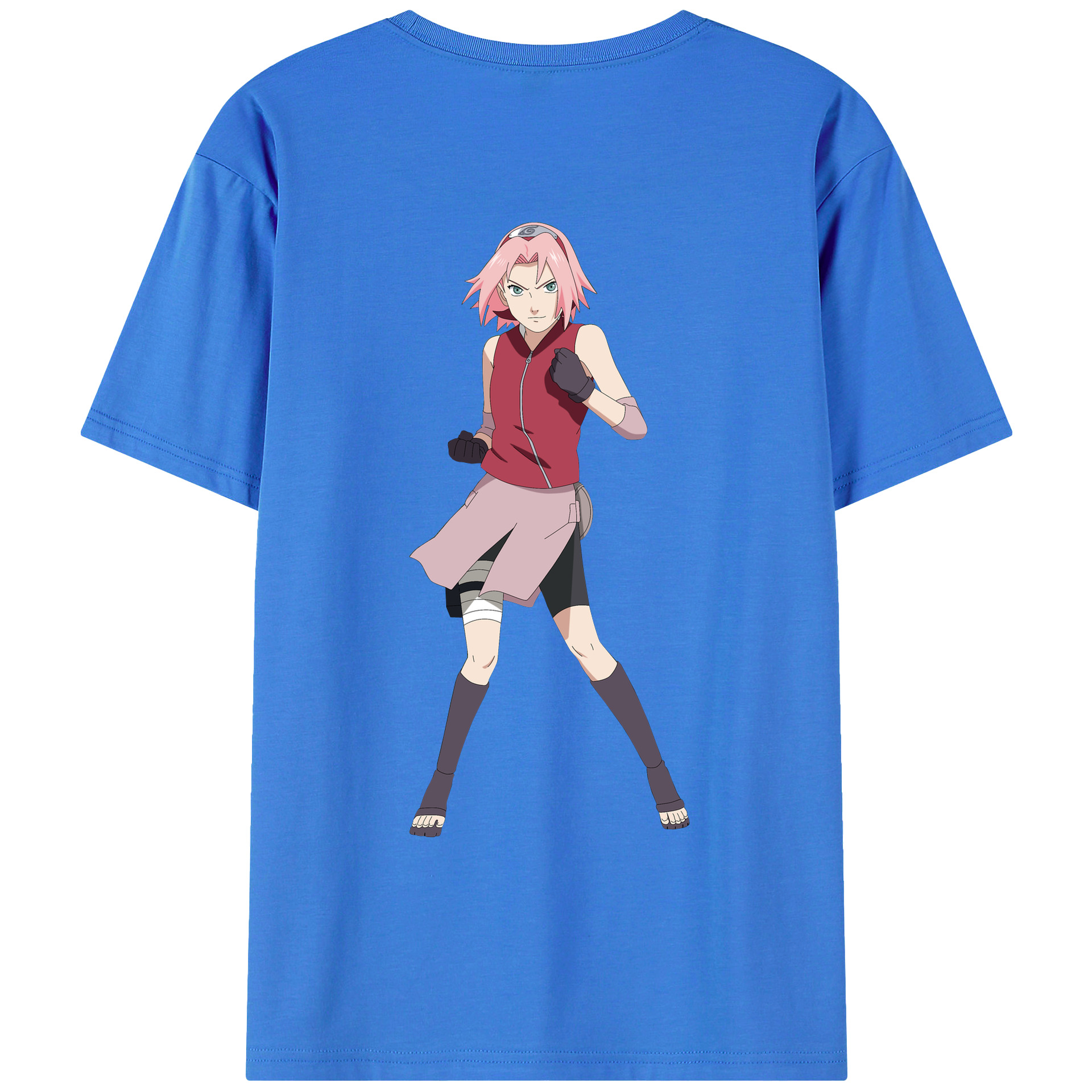 （画像用） NARUTO -ナルト- 春野サクラ Haruno Sakura 綿100％ メンズ半袖Tシャツ（バックプリント） 通気性