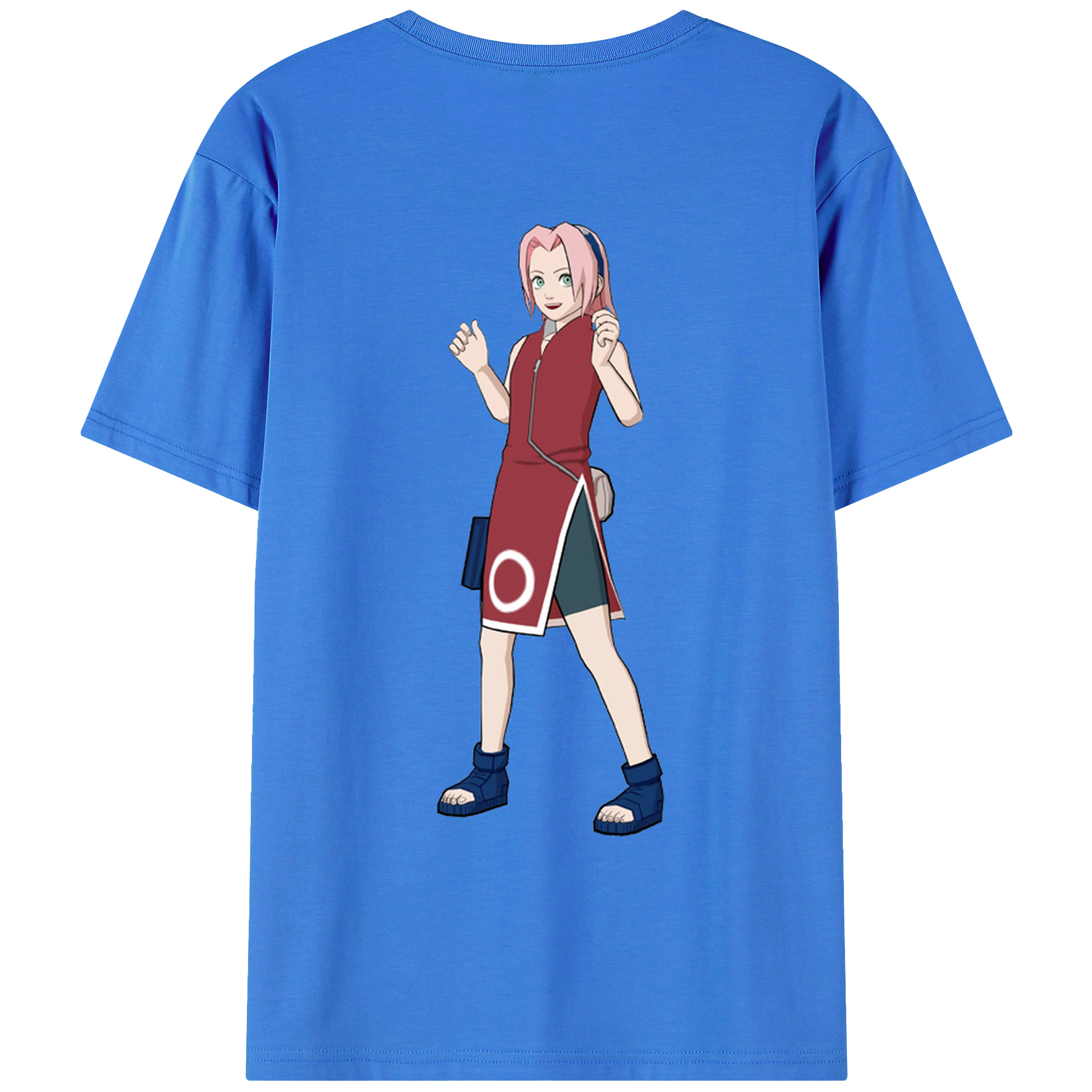 （画像用） NARUTO -ナルト- 春野サクラ Haruno Sakura 綿100％ メンズ半袖Tシャツ（バックプリント） 通気性