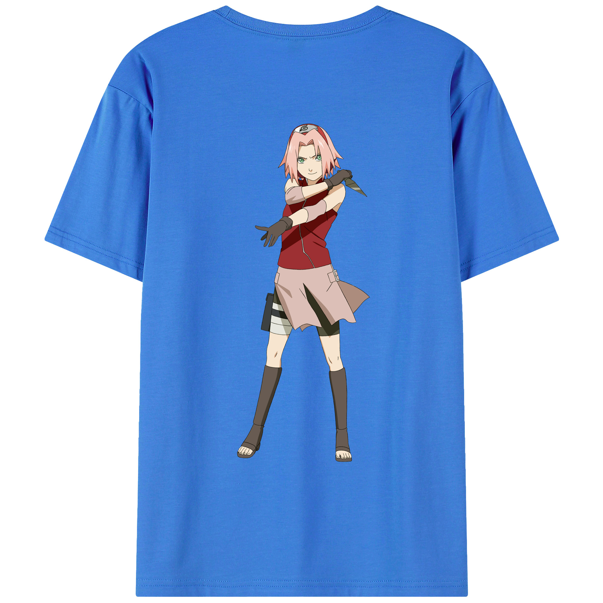 （画像用） NARUTO -ナルト- 春野サクラ Haruno Sakura 綿100％ メンズ半袖Tシャツ（バックプリント） 通気性