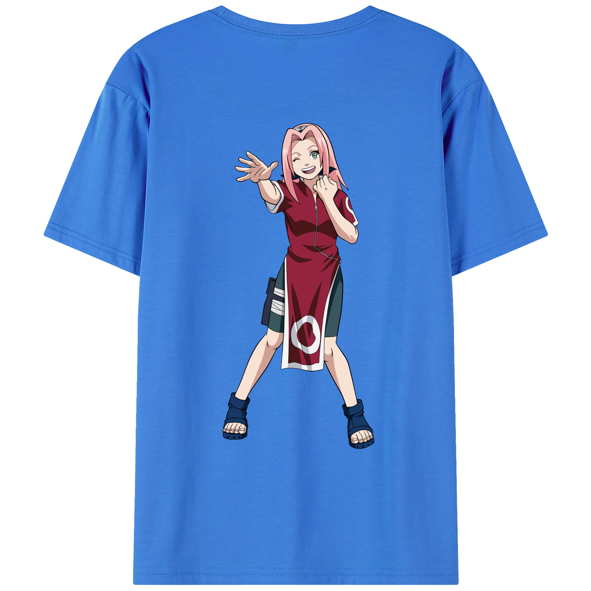 （画像用） NARUTO -ナルト- 春野サクラ Haruno Sakura 綿100％ メンズ半袖Tシャツ（バックプリント） 通気性