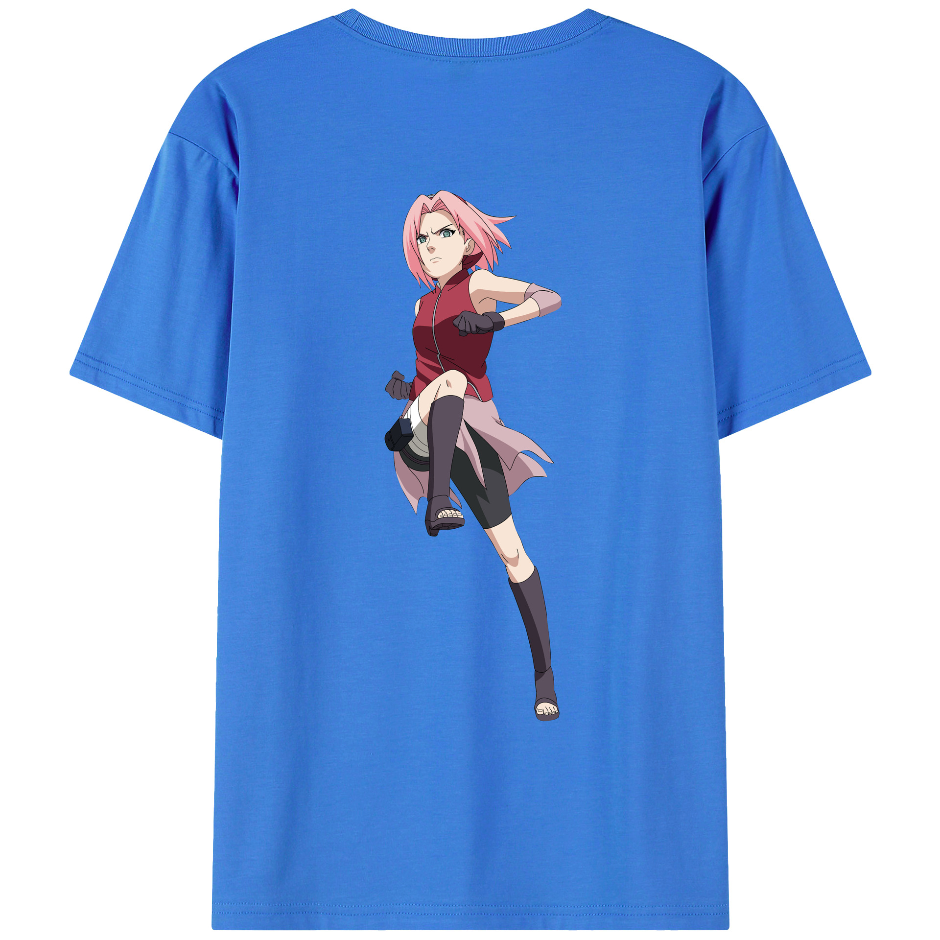 （画像用） NARUTO -ナルト- 春野サクラ Haruno Sakura 綿100％ メンズ半袖Tシャツ（バックプリント） 通気性