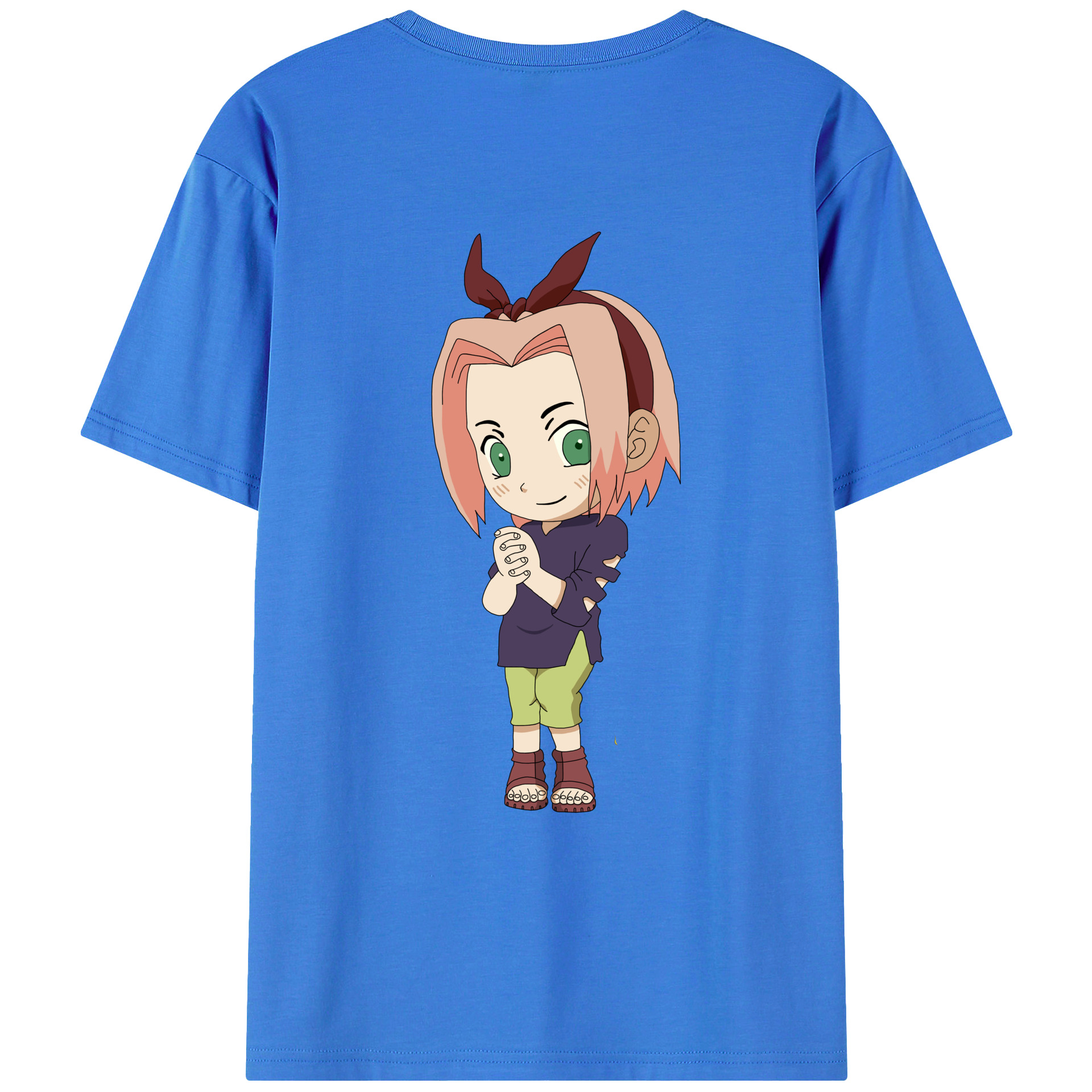 （画像用） NARUTO -ナルト- 春野サクラ Haruno Sakura 綿100％ メンズ半袖Tシャツ（バックプリント） 通気性