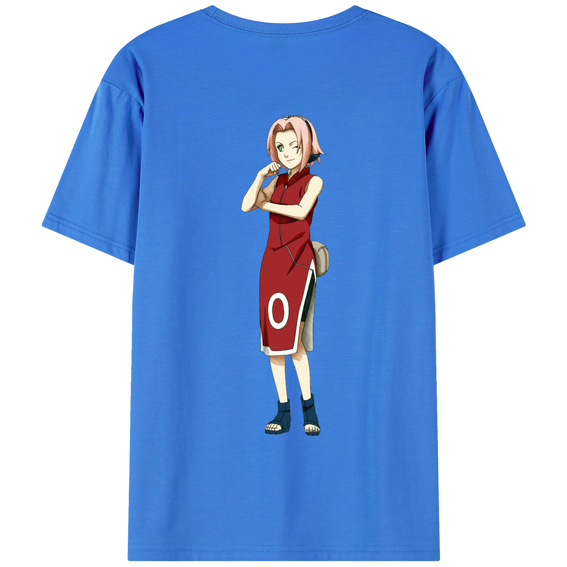 （画像用） NARUTO -ナルト- 春野サクラ Haruno Sakura 綿100％ メンズ半袖Tシャツ（バックプリント） 通気性