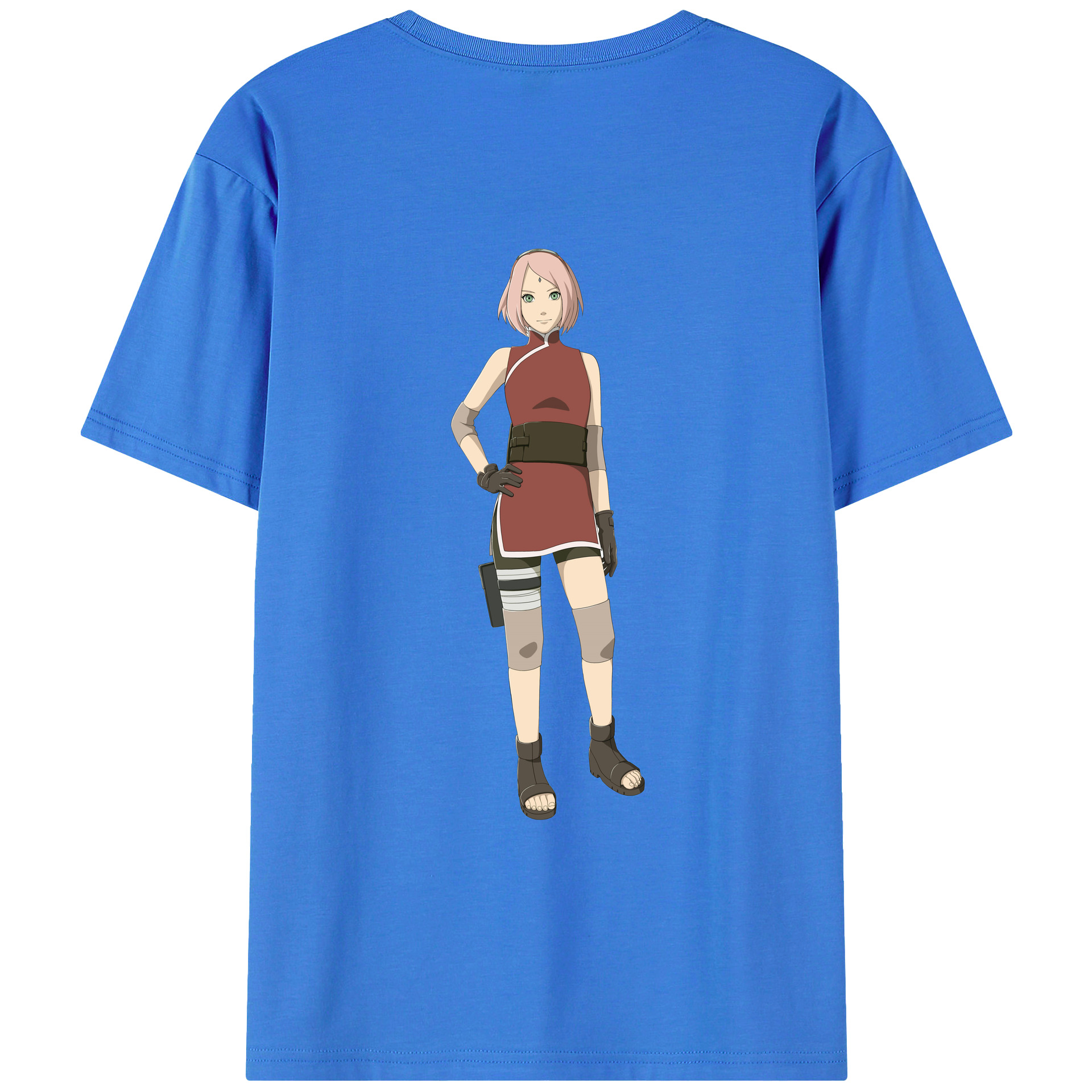 （画像用） NARUTO -ナルト- 春野サクラ Haruno Sakura 綿100％ メンズ半袖Tシャツ（バックプリント） 通気性