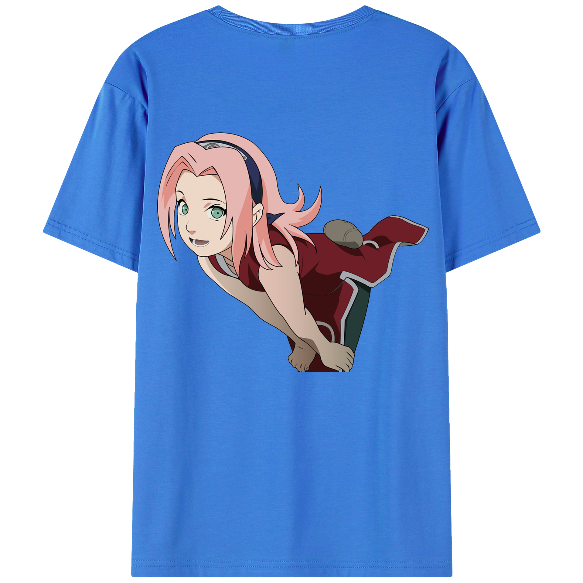 （画像用） NARUTO -ナルト- 春野サクラ Haruno Sakura 綿100％ メンズ半袖Tシャツ（バックプリント） 通気性