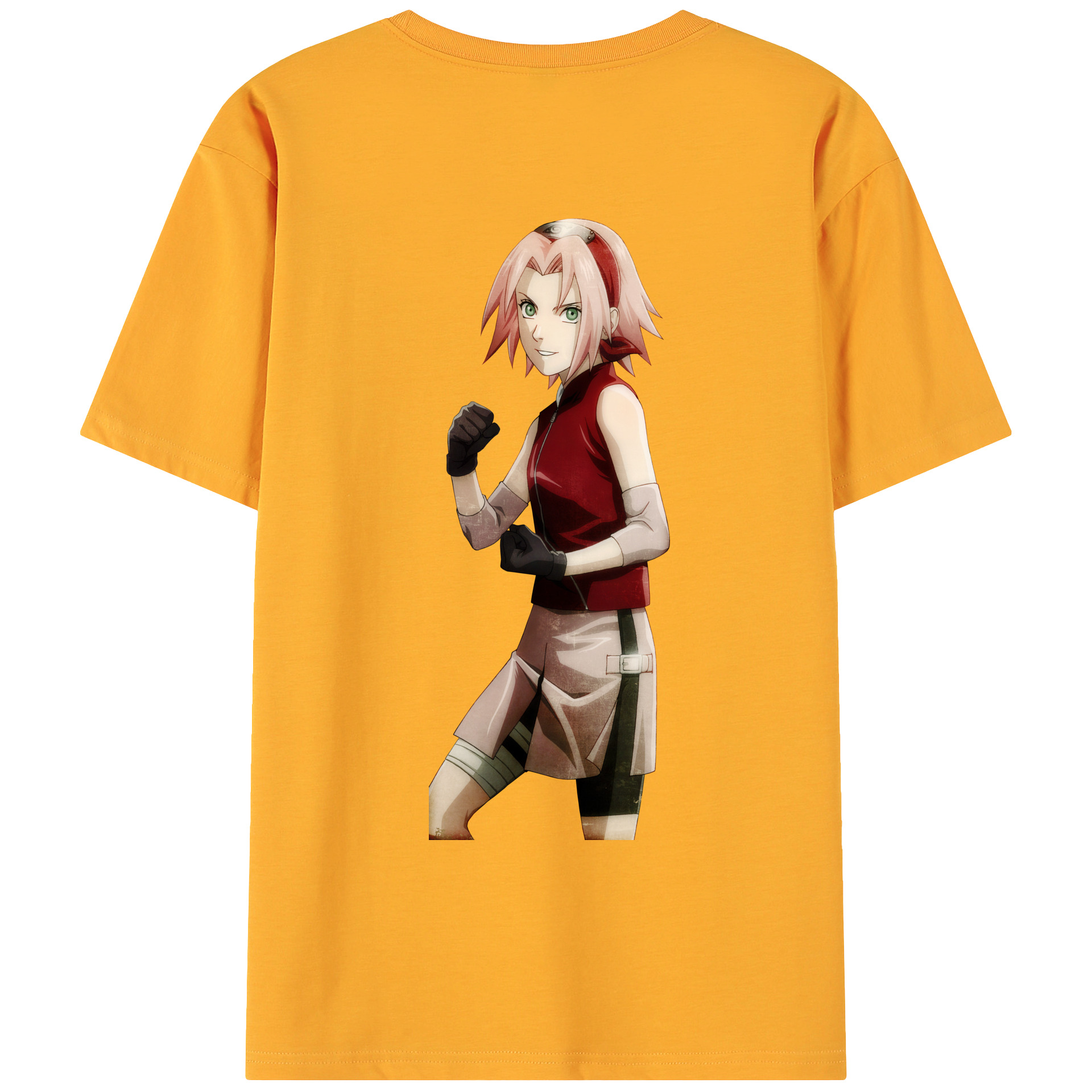 （画像用） NARUTO -ナルト- 春野サクラ Haruno Sakura 綿100％ メンズ半袖Tシャツ（バックプリント） 通気性