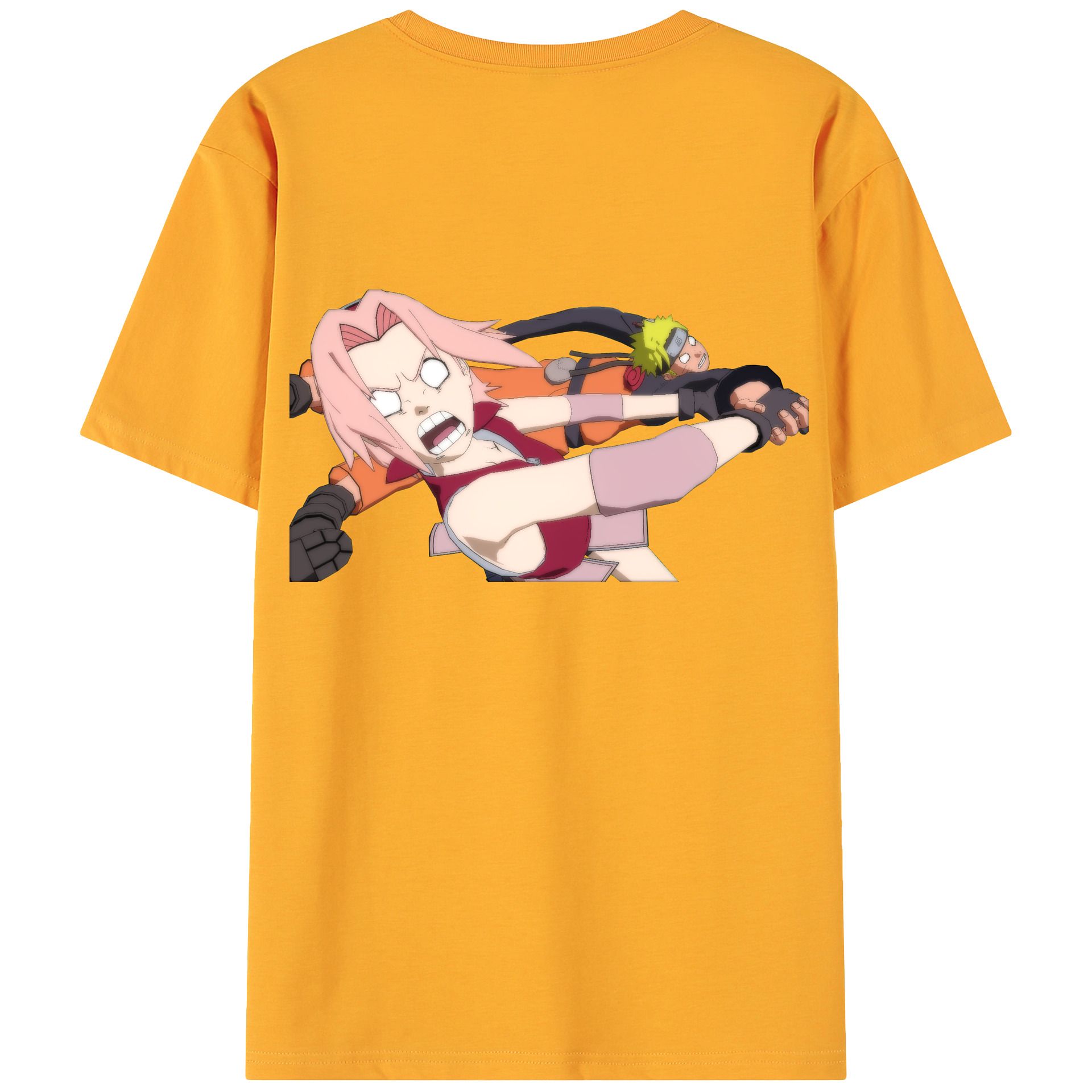 （画像用） NARUTO -ナルト- 春野サクラ Haruno Sakura 綿100％ メンズ半袖Tシャツ（バックプリント） 通気性