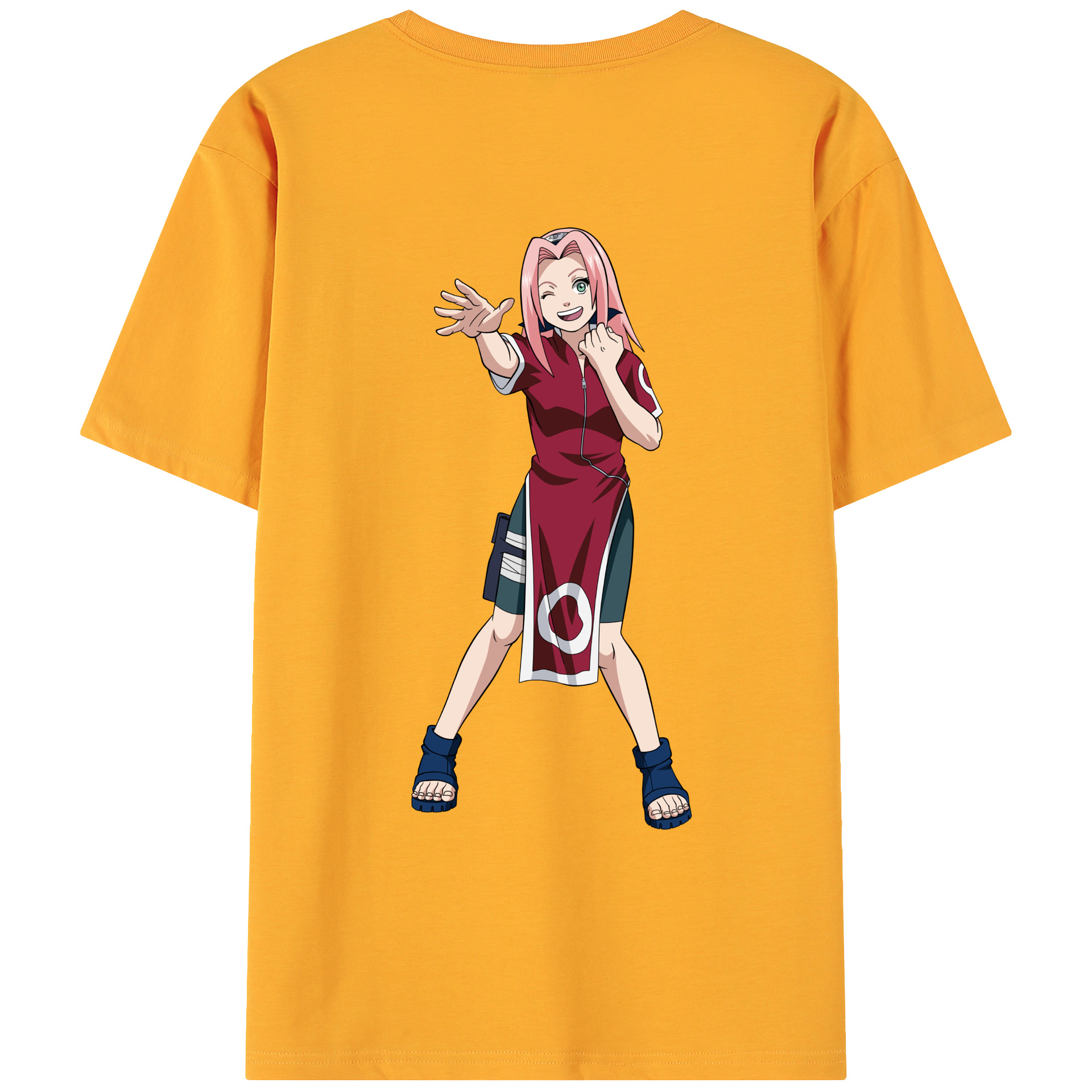 （画像用） NARUTO -ナルト- 春野サクラ Haruno Sakura 綿100％ メンズ半袖Tシャツ（バックプリント） 通気性