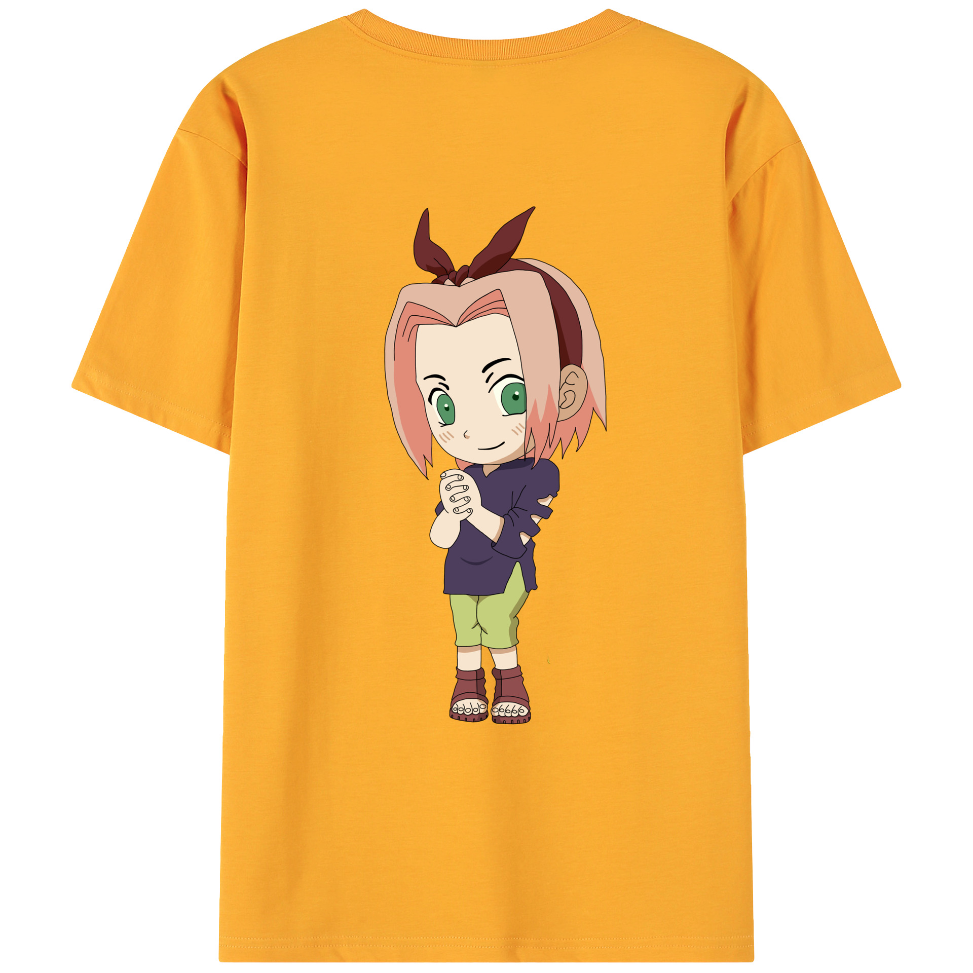 （画像用） NARUTO -ナルト- 春野サクラ Haruno Sakura 綿100％ メンズ半袖Tシャツ（バックプリント） 通気性