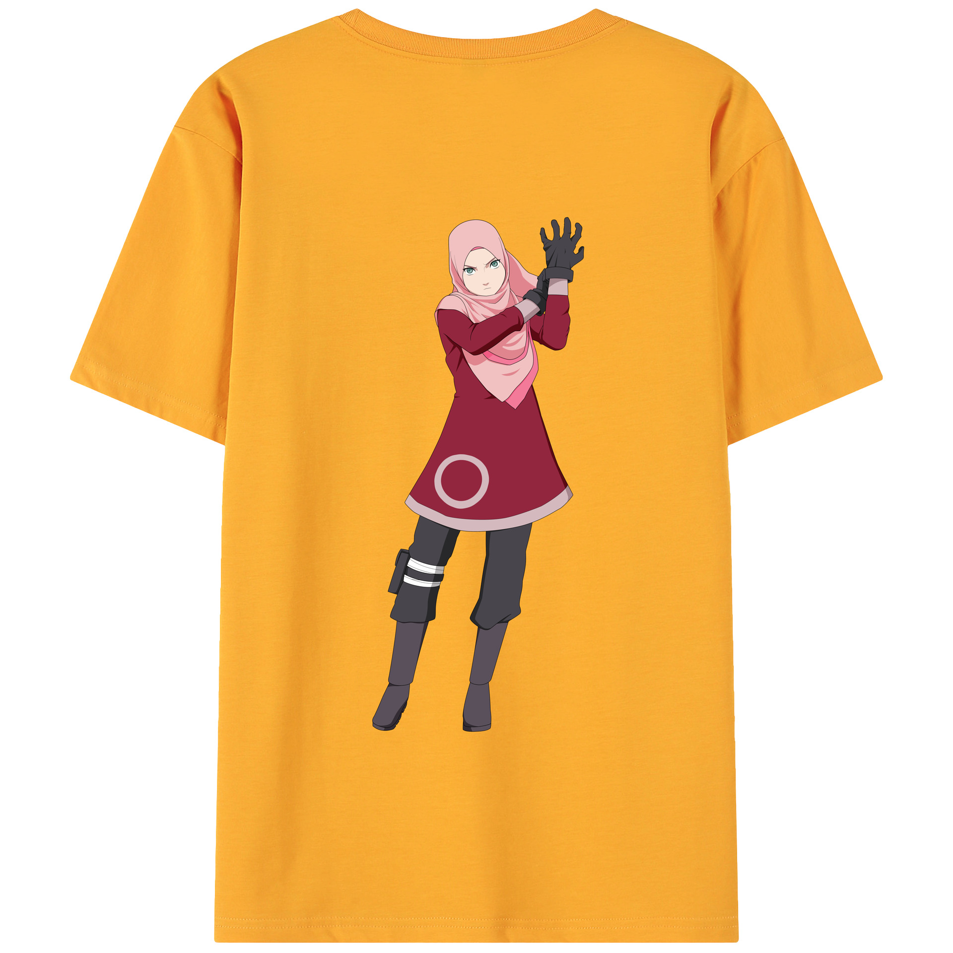 （画像用） NARUTO -ナルト- 春野サクラ Haruno Sakura 綿100％ メンズ半袖Tシャツ（バックプリント） 通気性