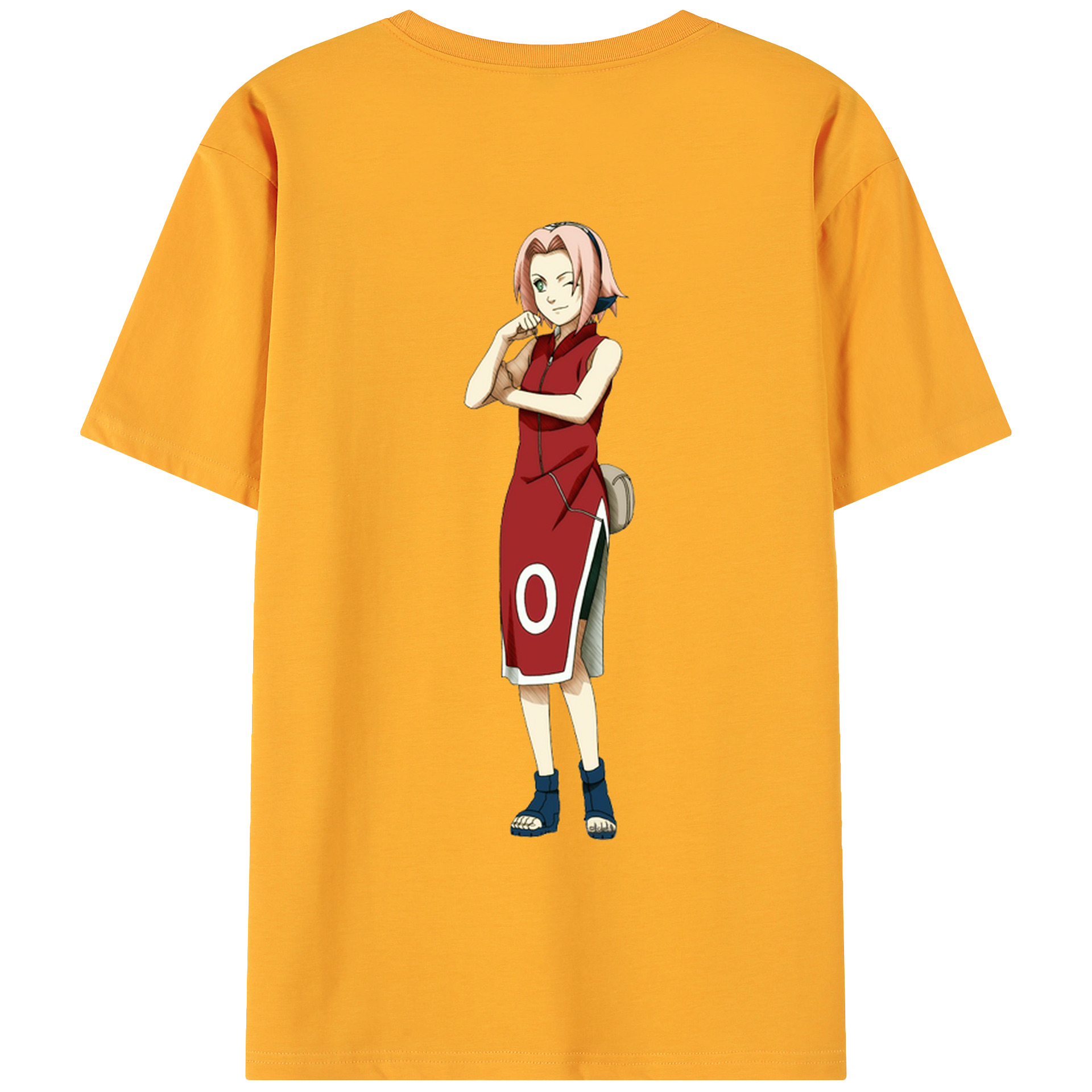 （画像用） NARUTO -ナルト- 春野サクラ Haruno Sakura 綿100％ メンズ半袖Tシャツ（バックプリント） 通気性