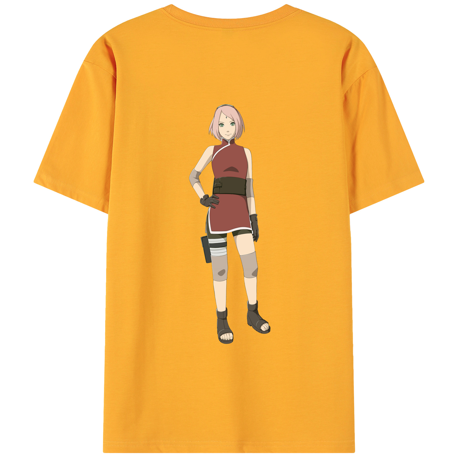 （画像用） NARUTO -ナルト- 春野サクラ Haruno Sakura 綿100％ メンズ半袖Tシャツ（バックプリント） 通気性
