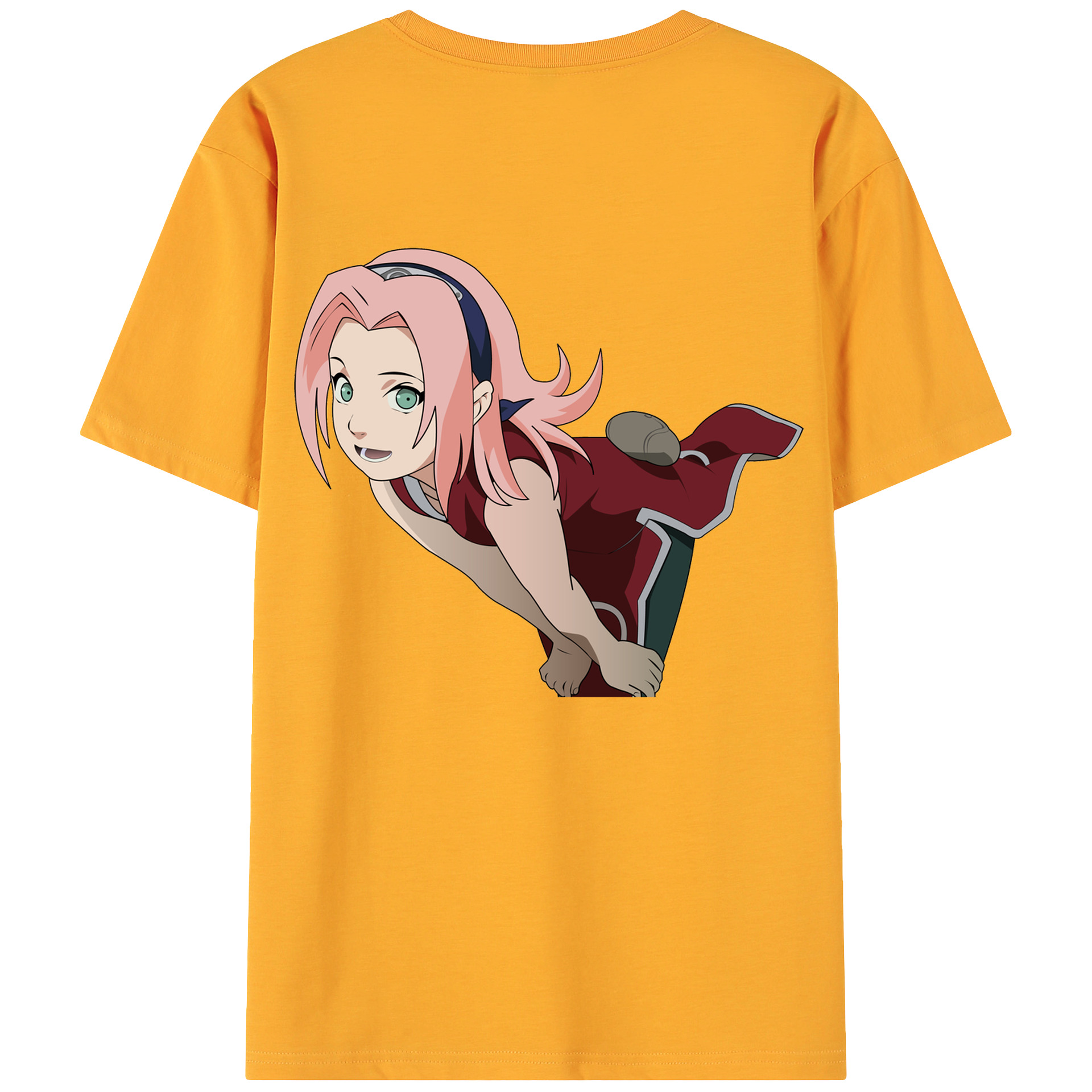 （画像用） NARUTO -ナルト- 春野サクラ Haruno Sakura 綿100％ メンズ半袖Tシャツ（バックプリント） 通気性