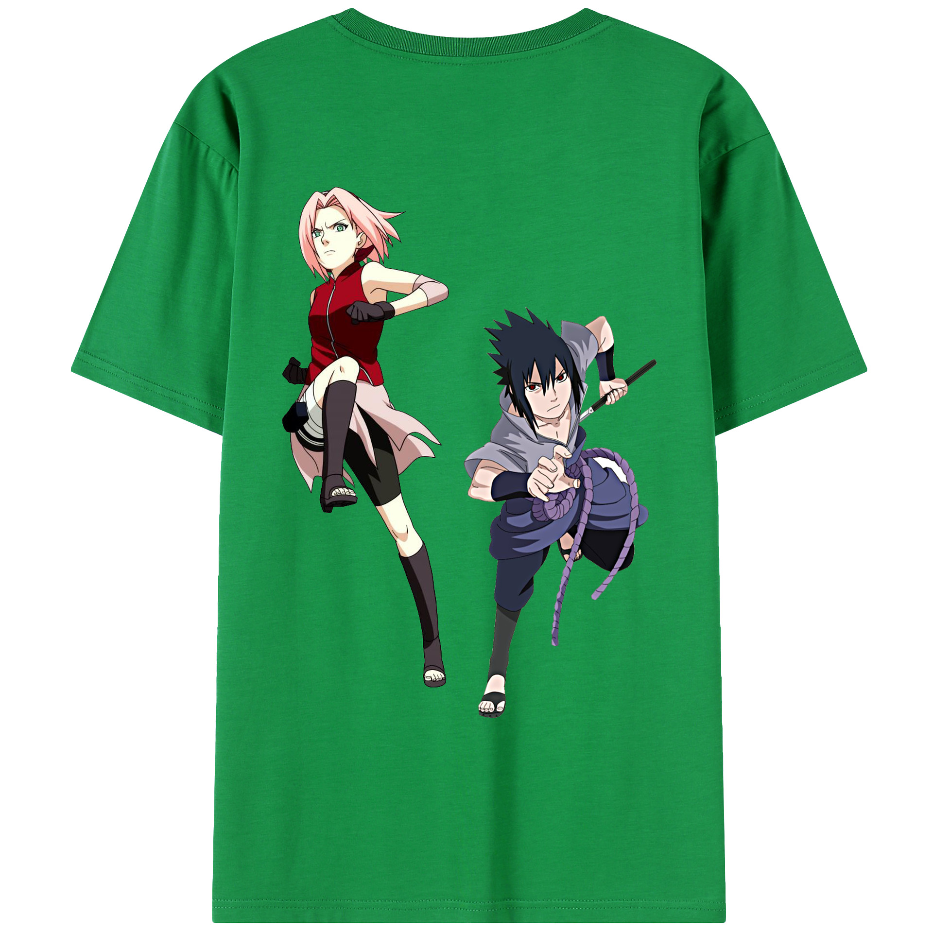 （画像用） NARUTO -ナルト- 春野サクラ Haruno Sakura 綿100％ メンズ半袖Tシャツ（バックプリント） 通気性